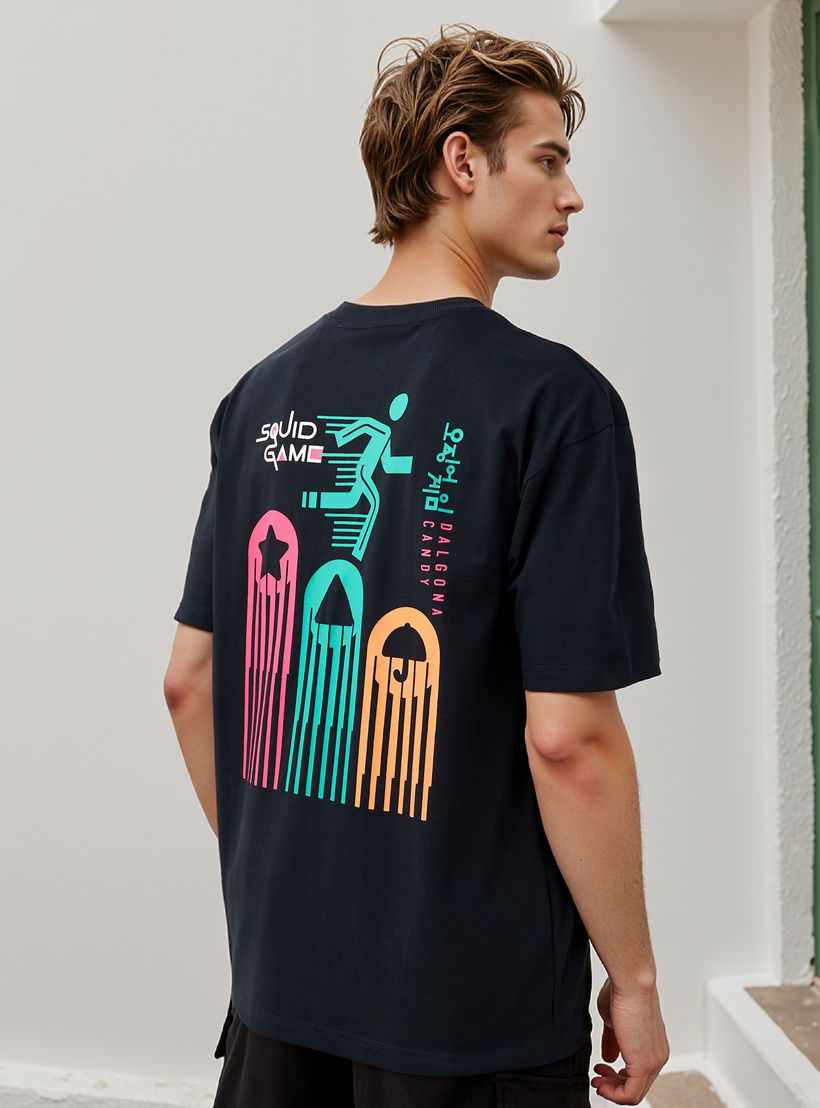 Squid Game Print T-shirt with Crew Neck and Short Sleeves-men-clothing-tshirtsandpolos-tshirts-image-3