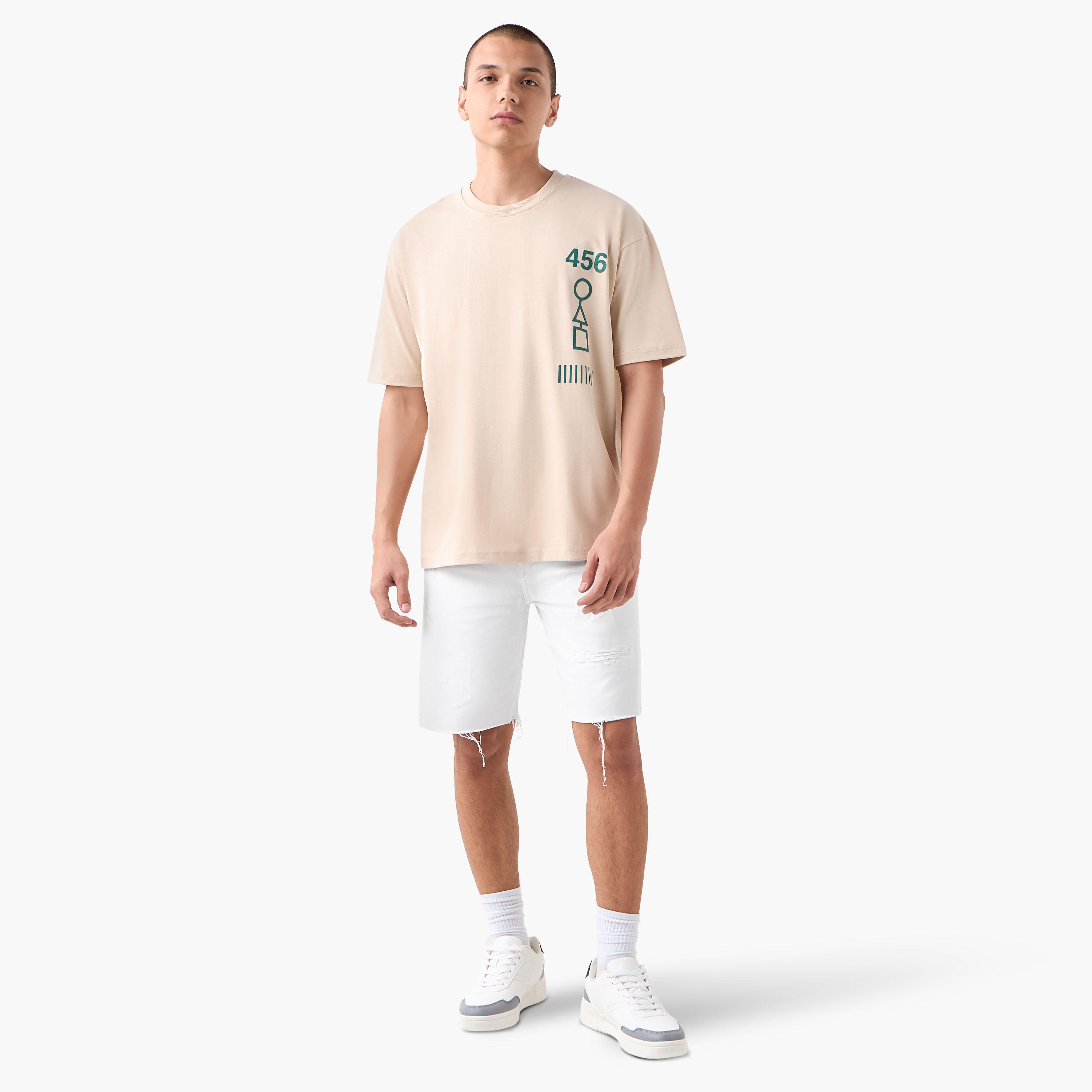 Squid Game Print T-shirt with Crew Neck and Short Sleeves-men-clothing-tshirtsandpolos-tshirts-image-2