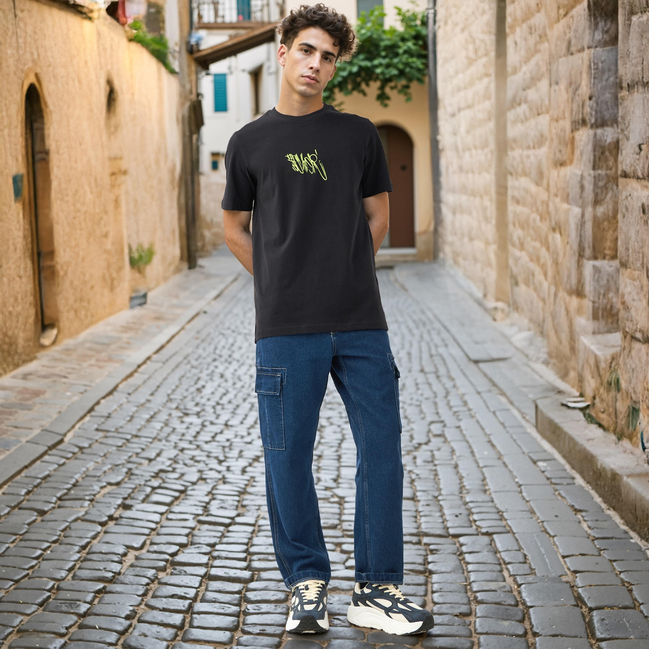 Joker Print T-shirt with Crew Neck and Short Sleeves-men-clothing-tshirtsandpolos-tshirts-image-2