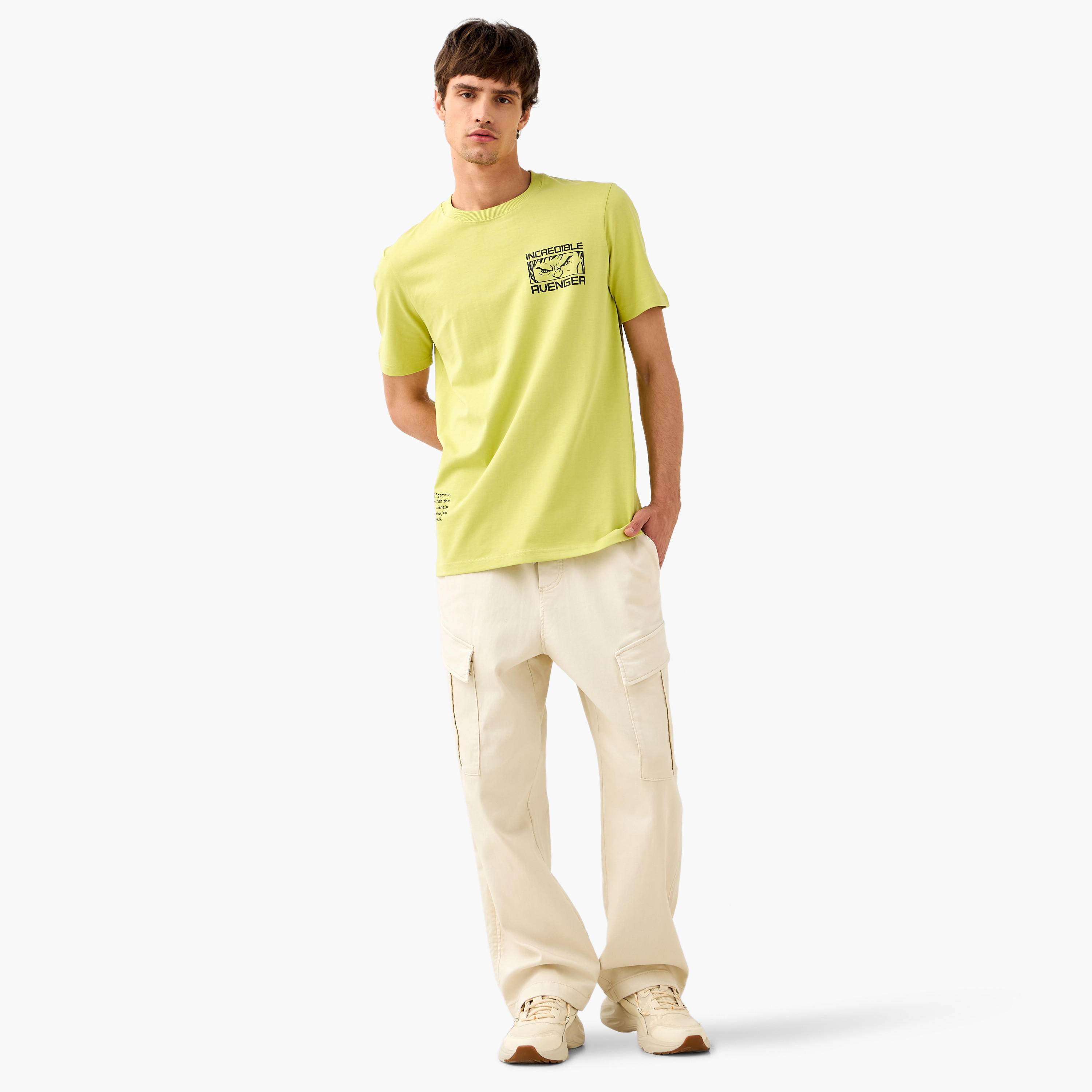 Hulk Print T-shirt with Crew Neck and Short Sleeves-men-clothing-tshirtsandpolos-tshirts-image-2