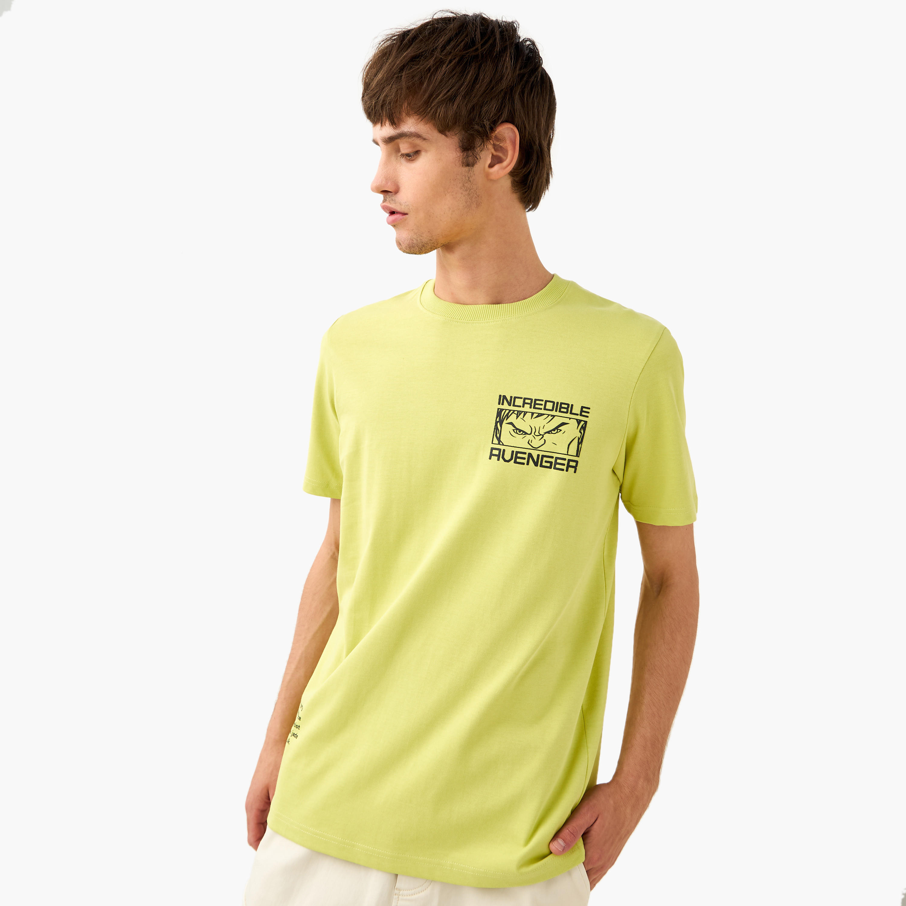 Hulk Print T-shirt with Crew Neck and Short Sleeves-men-clothing-tshirtsandpolos-tshirts-image-3