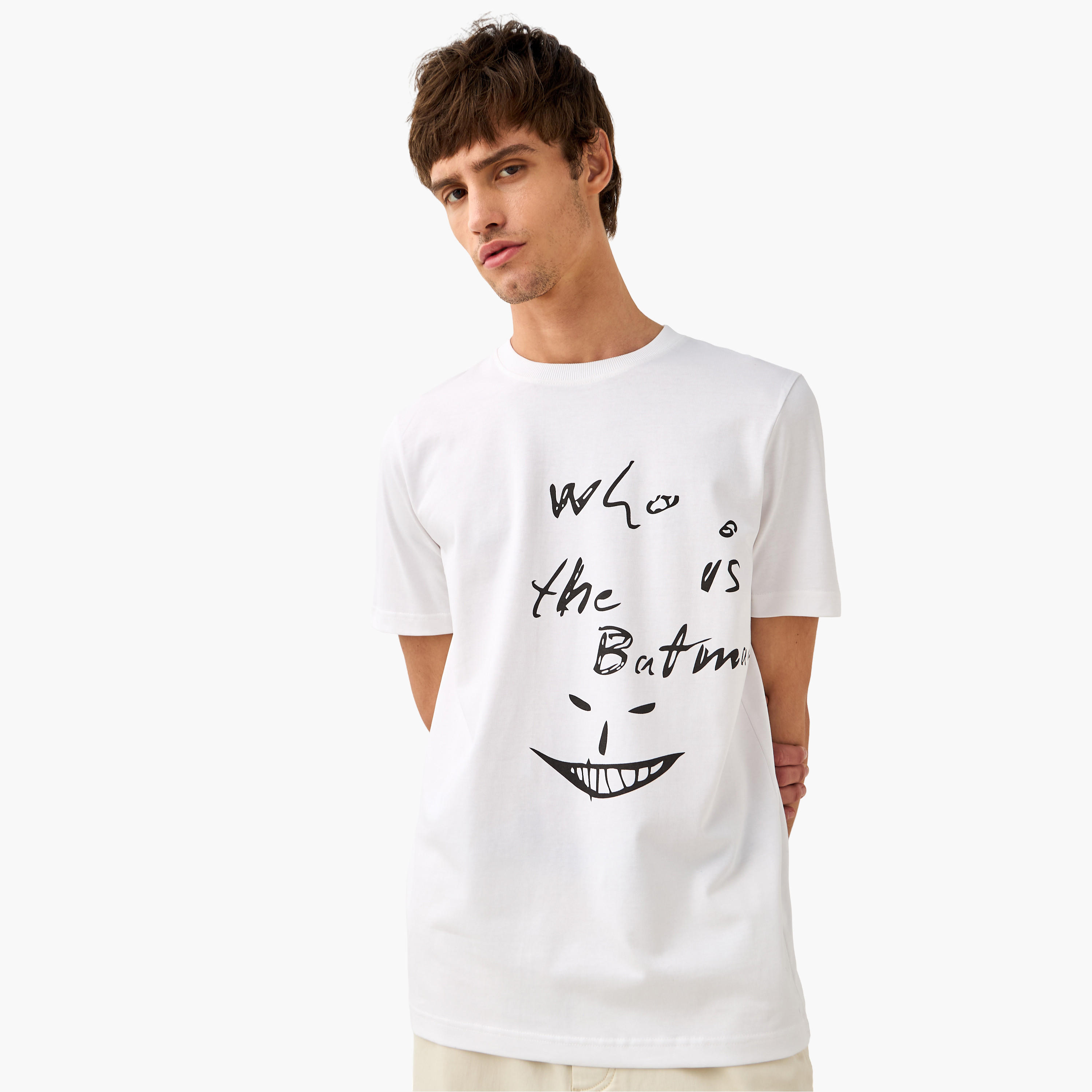 Batman Print T-shirt with Crew Neck and Short Sleeves-men-clothing-tshirtsandpolos-tshirts-image-3