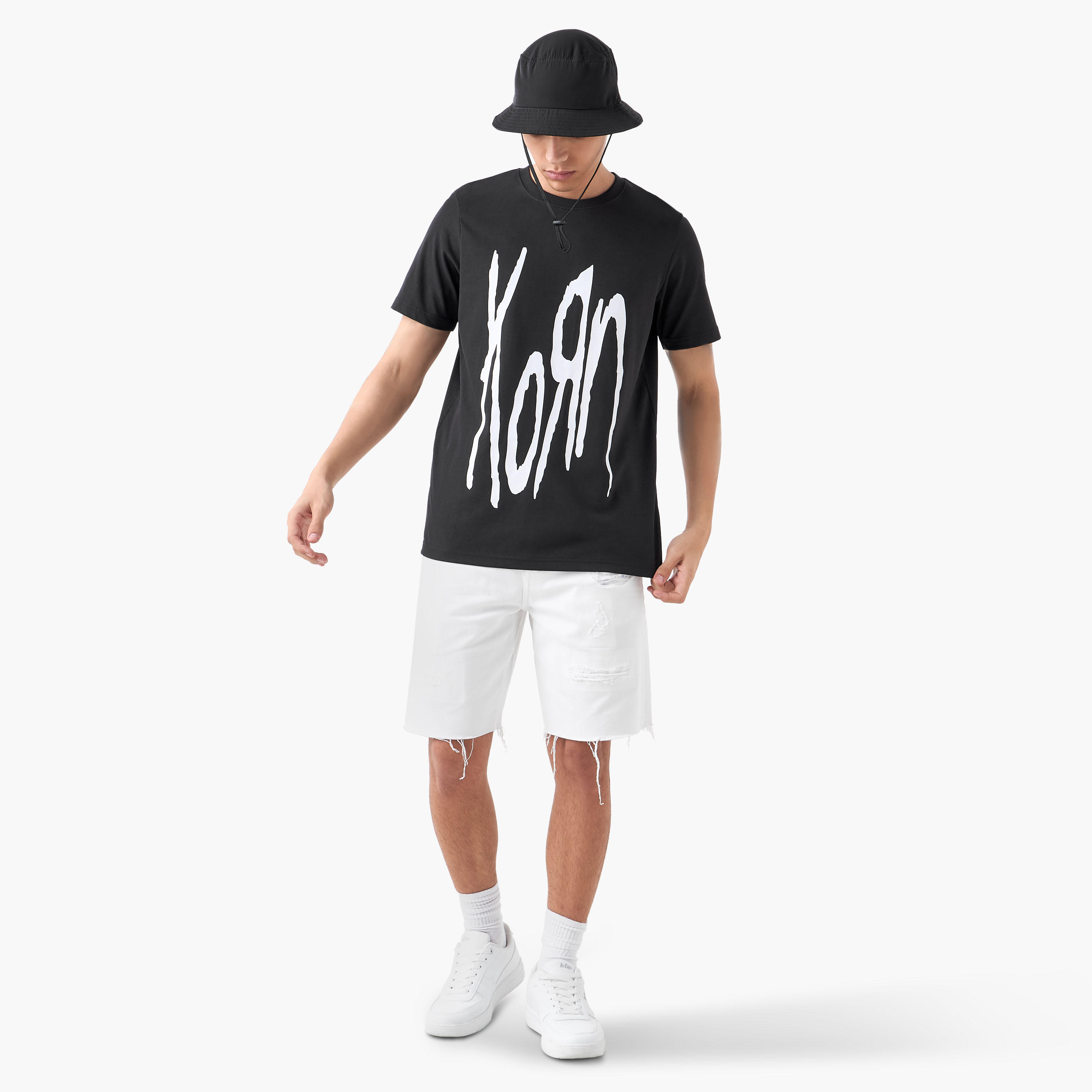 Korn Print T-shirt with Crew Neck-men-clothing-tshirtsandpolos-tshirts-image-2