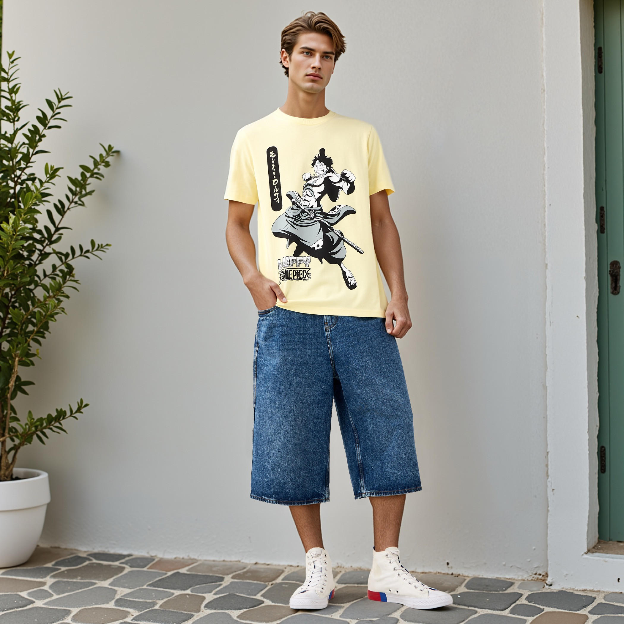 Luffy Print T-shirt-men-clothing-tshirtsandpolos-tshirts-image-2