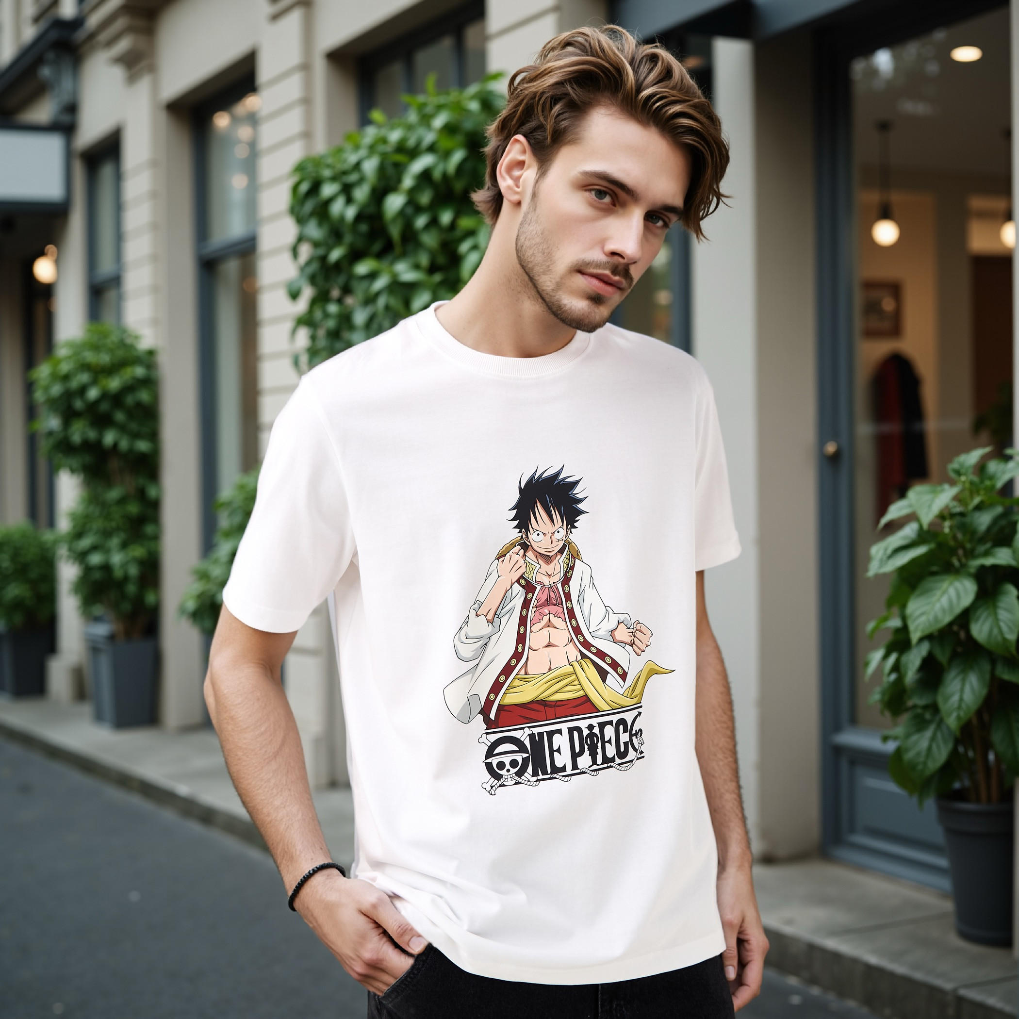 Luffy Print T-shirt-men-clothing-tshirtsandpolos-tshirts-image-1