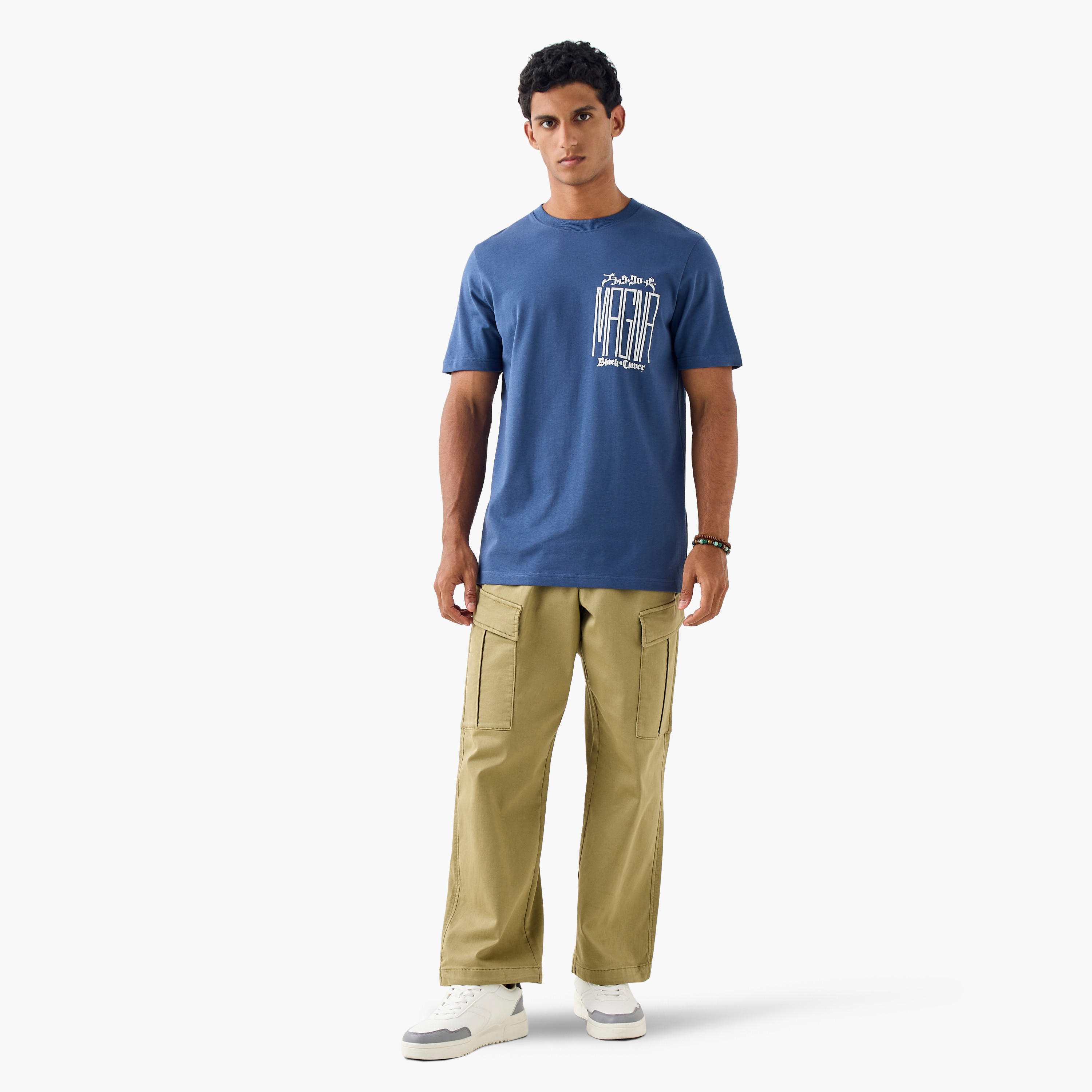 Black Clover Print T-shirt with Crew Neck and Short Sleeves-men-clothing-tshirtsandpolos-tshirts-image-2