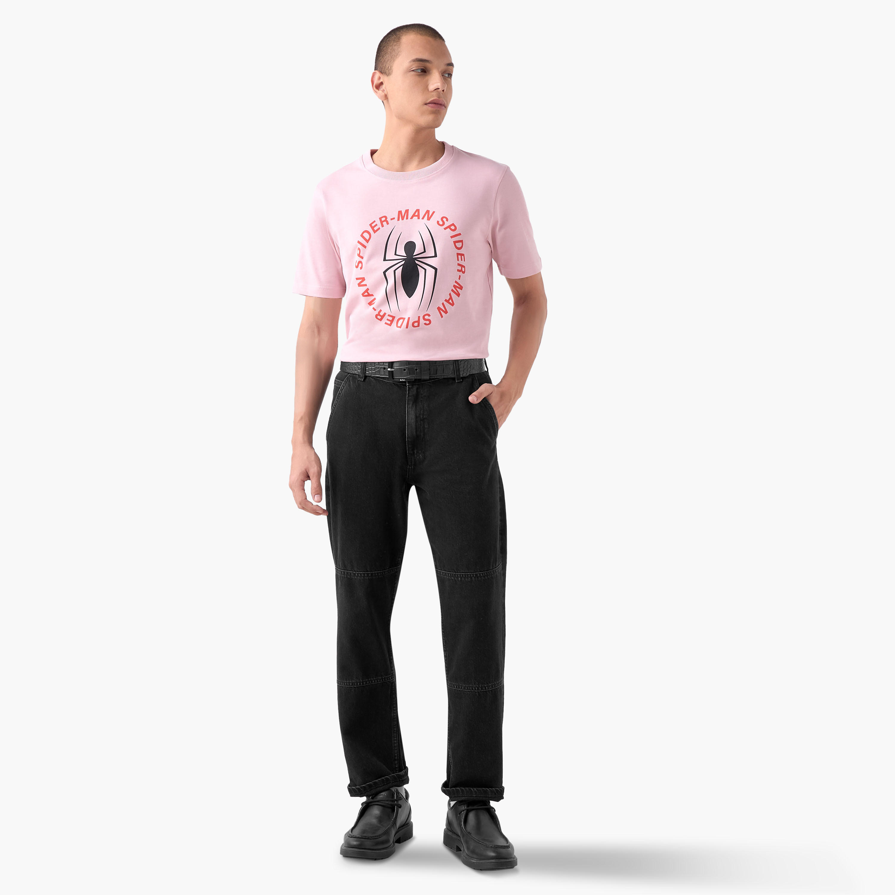 Spider-Man Print T-shirt with Crew Neck-men-clothing-tshirtsandpolos-tshirts-image-2