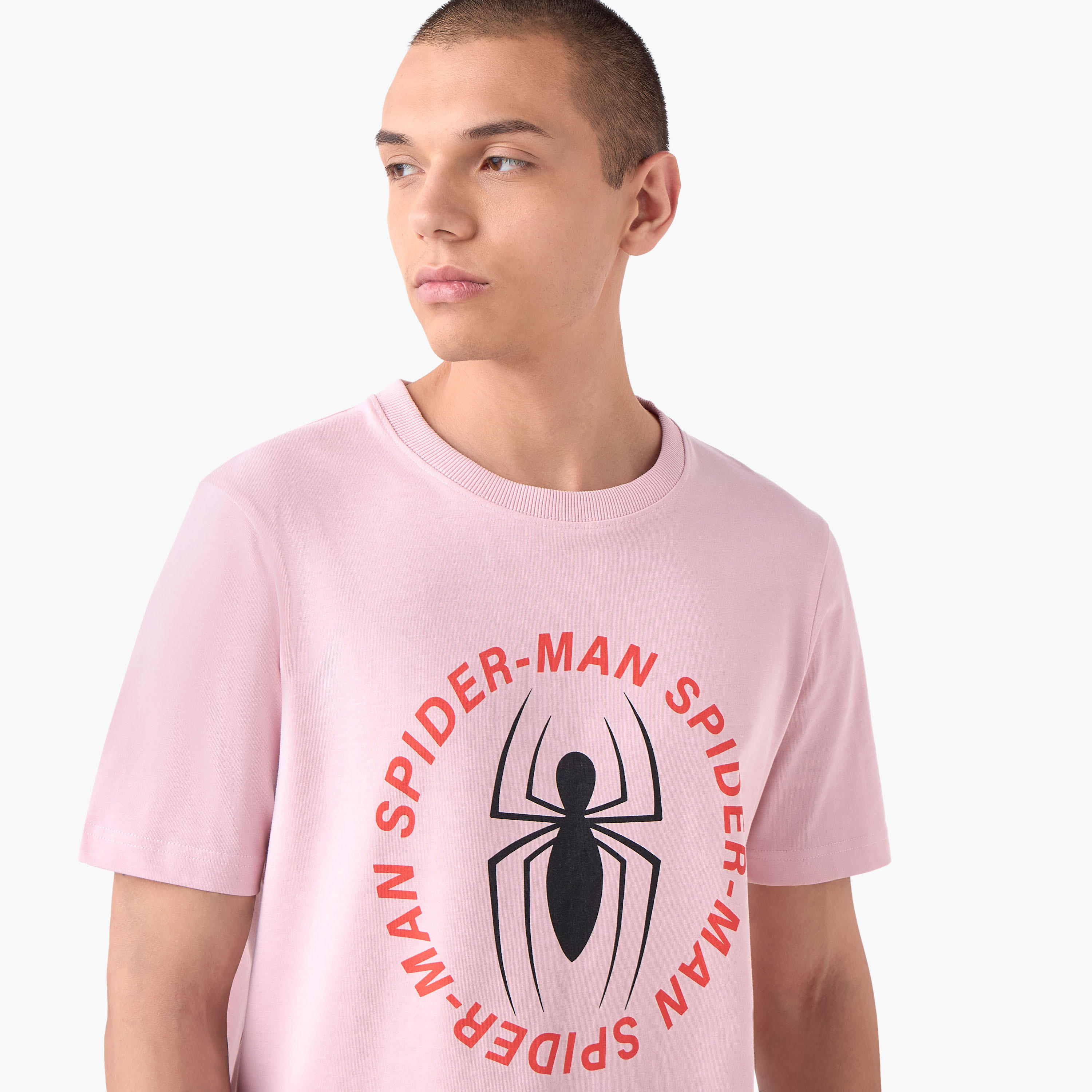 Spider-Man Print T-shirt with Crew Neck-men-clothing-tshirtsandpolos-tshirts-image-4