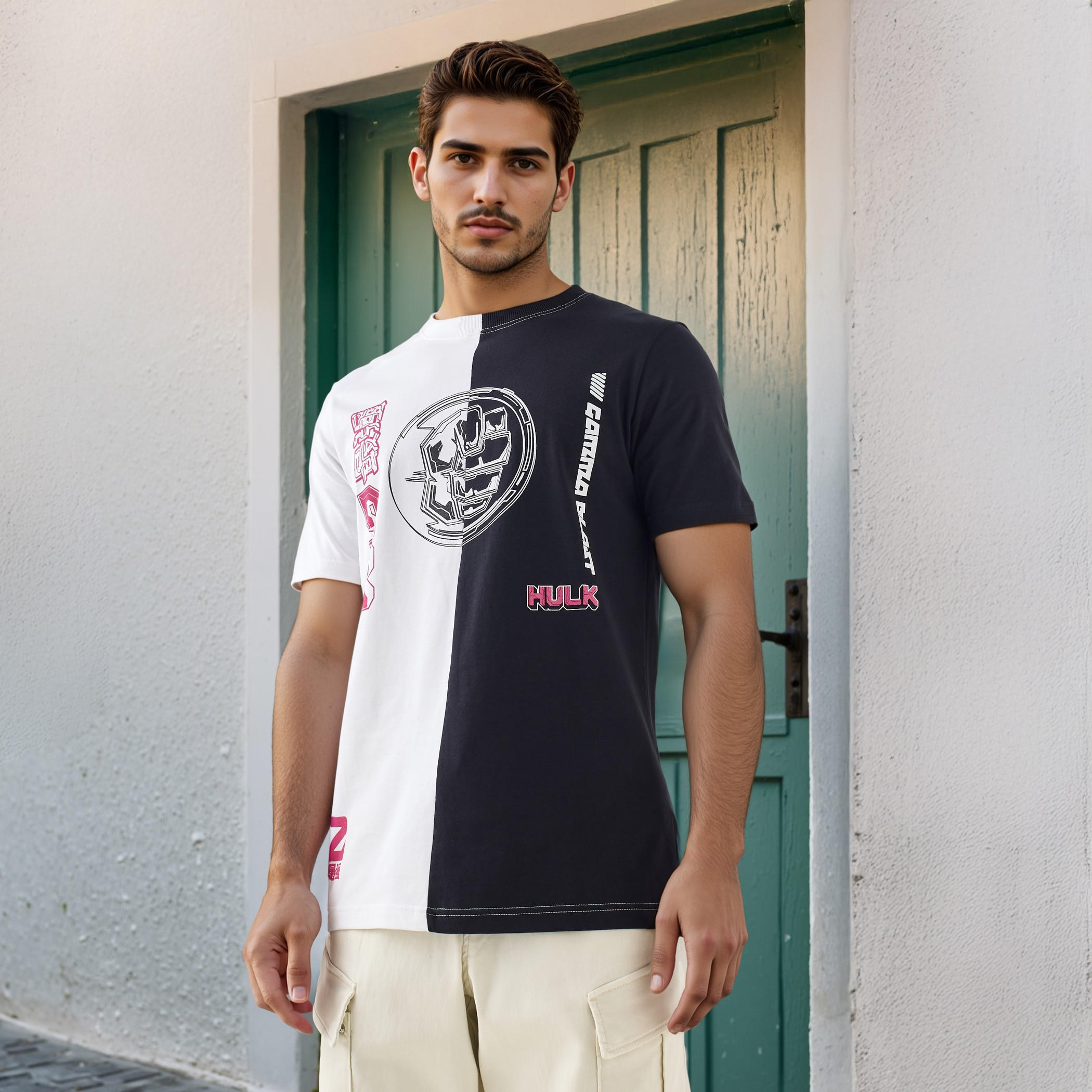 Hulk Print T-shirt with Crew Neck-men-clothing-tshirtsandpolos-tshirts-image-1
