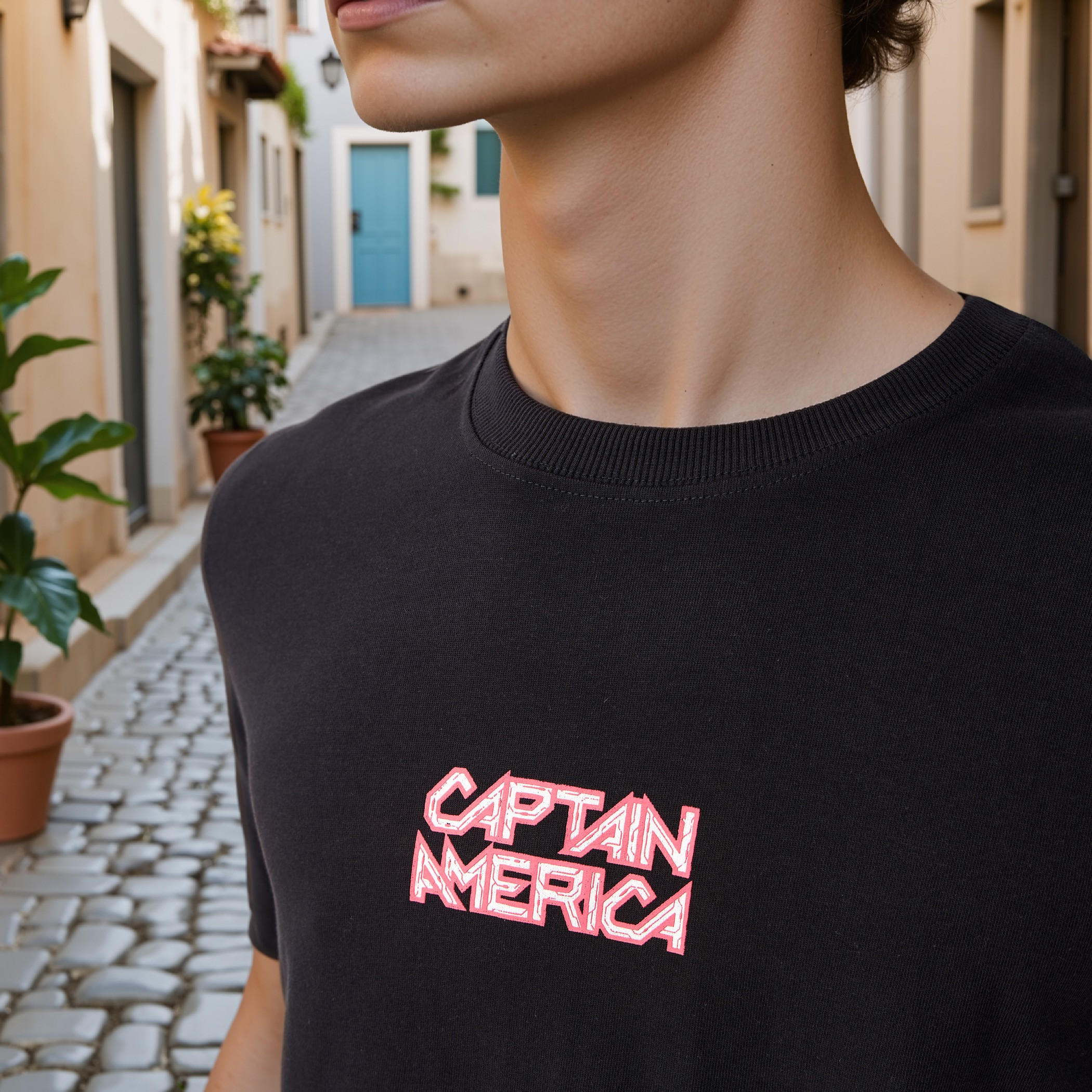 تيشيرت بياقة ضيقة وطبعات-men-clothing-tshirtsandpolos-tshirts-image-4