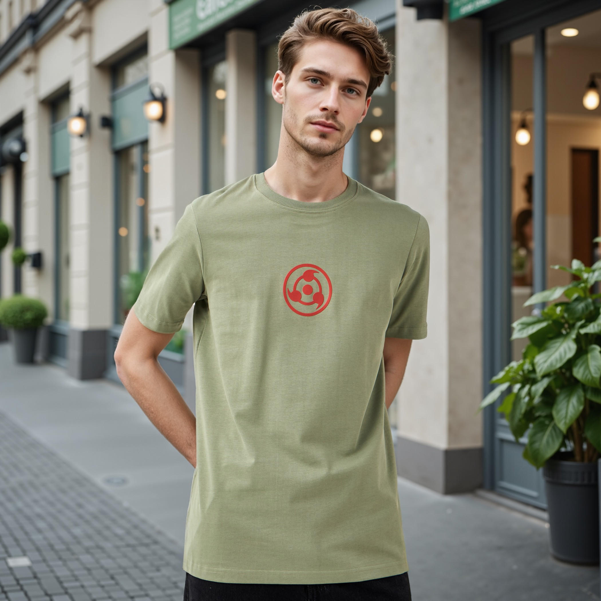 تيشيرت بياقة ضيقة وطبعات كاكاشي-men-clothing-tshirtsandpolos-tshirts-image-3