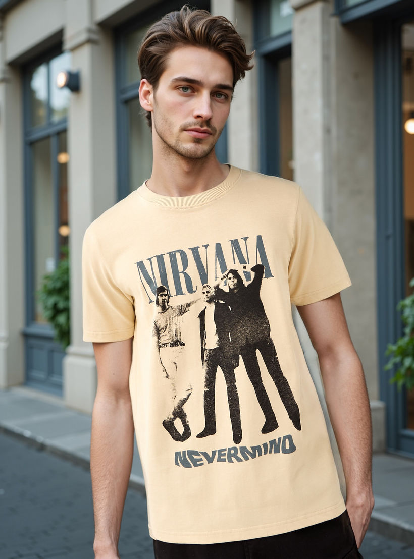 Nirvana Print Crew Neck T-shirt-men-clothing-tshirtsandpolos-tshirts-image-1