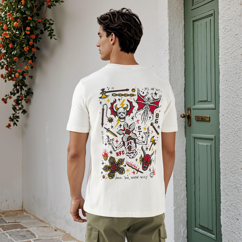 Stranger Things Print Crew Neck T-shirt-men-clothing-tshirtsandpolos-tshirts-image-3