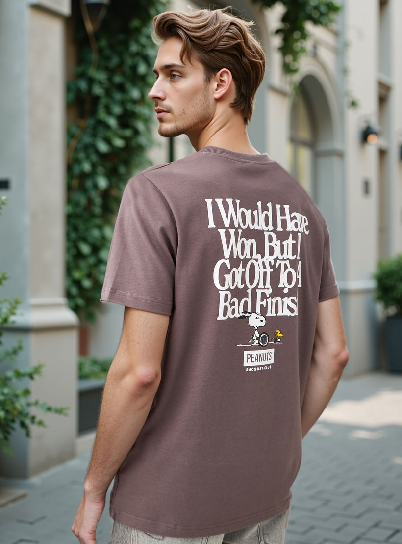 Peanuts Print T-shirt with Crew Neck-men-clothing-tshirtsandpolos-tshirts-image-1