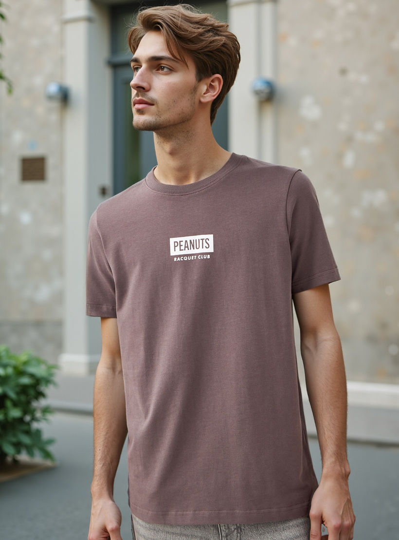 Peanuts Print T-shirt with Crew Neck-men-clothing-tshirtsandpolos-tshirts-image-3