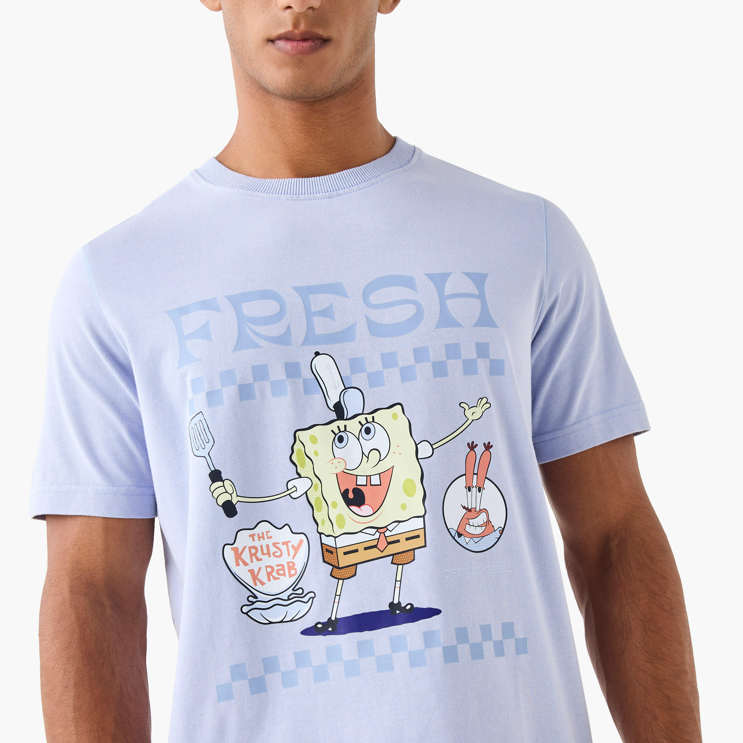 Spongebob Square Pants Print Crew Neck T-shirt with Short Sleeves-men-clothing-tshirtsandpolos-tshirts-image-4
