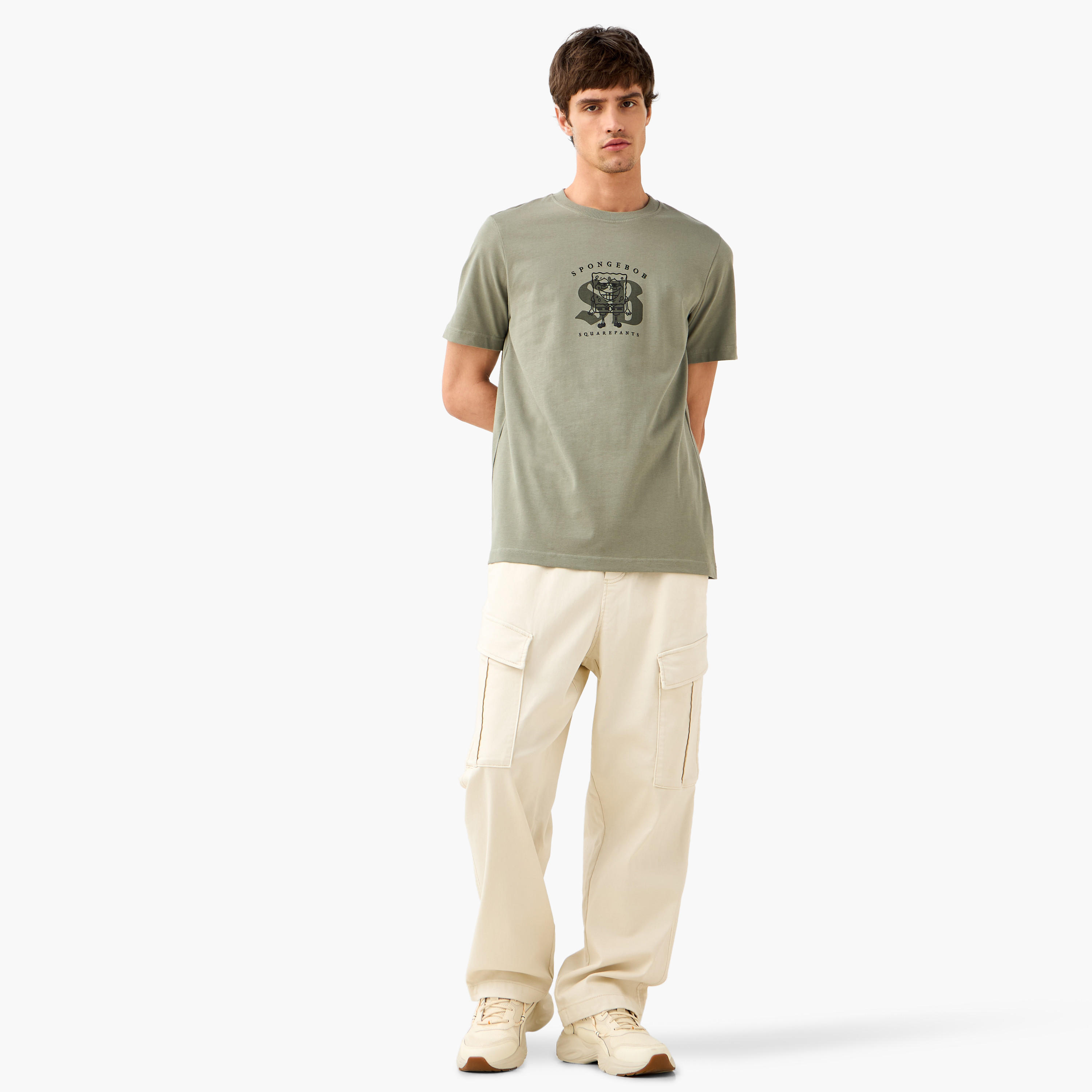 Spongebob Square Pants Print T-shirt with Crew Neck-men-clothing-tshirtsandpolos-tshirts-image-2
