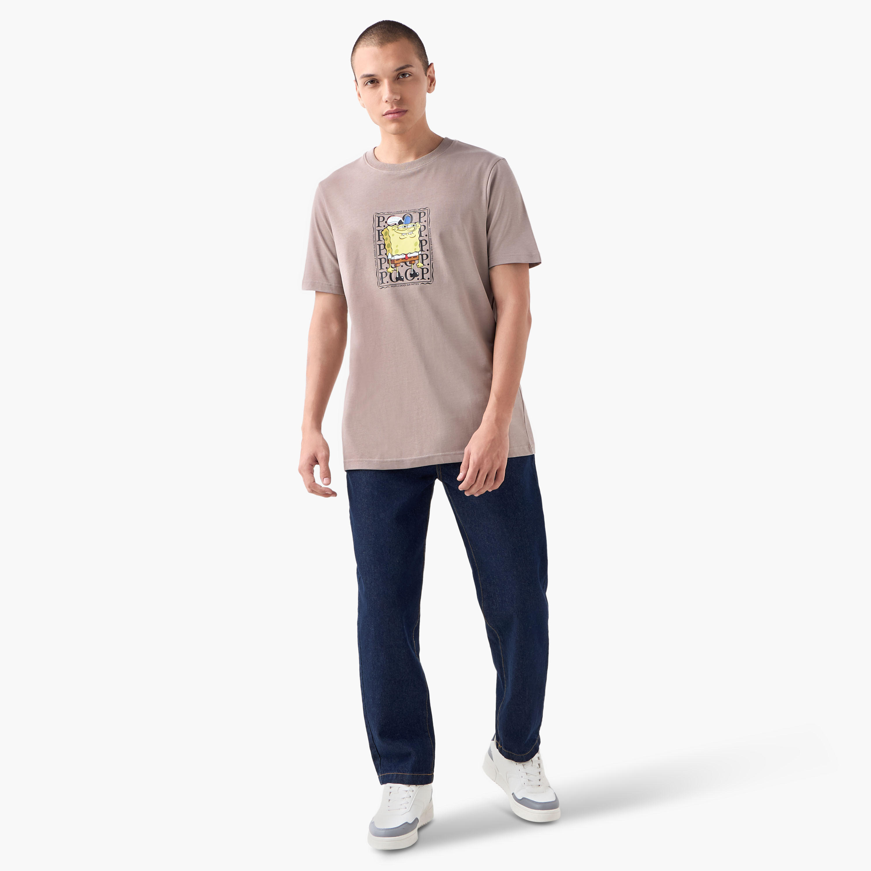 SpongeBob Print T-shirt with Crew Neck-men-clothing-tshirtsandpolos-tshirts-image-2