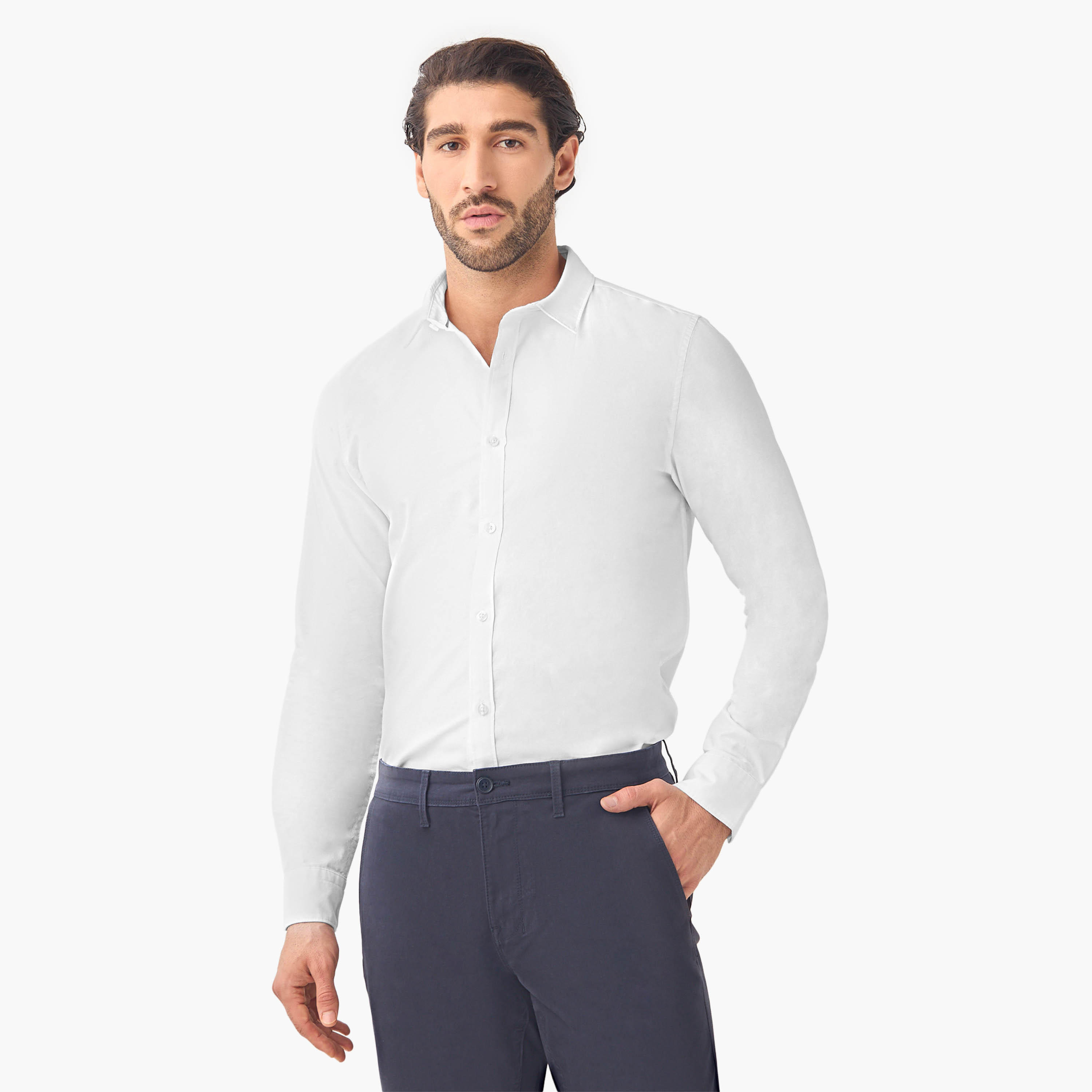 Set of 2 - Regular Fit Oxford Shirt with Collar and Long Sleeves-men-clothing-shirts-image-2