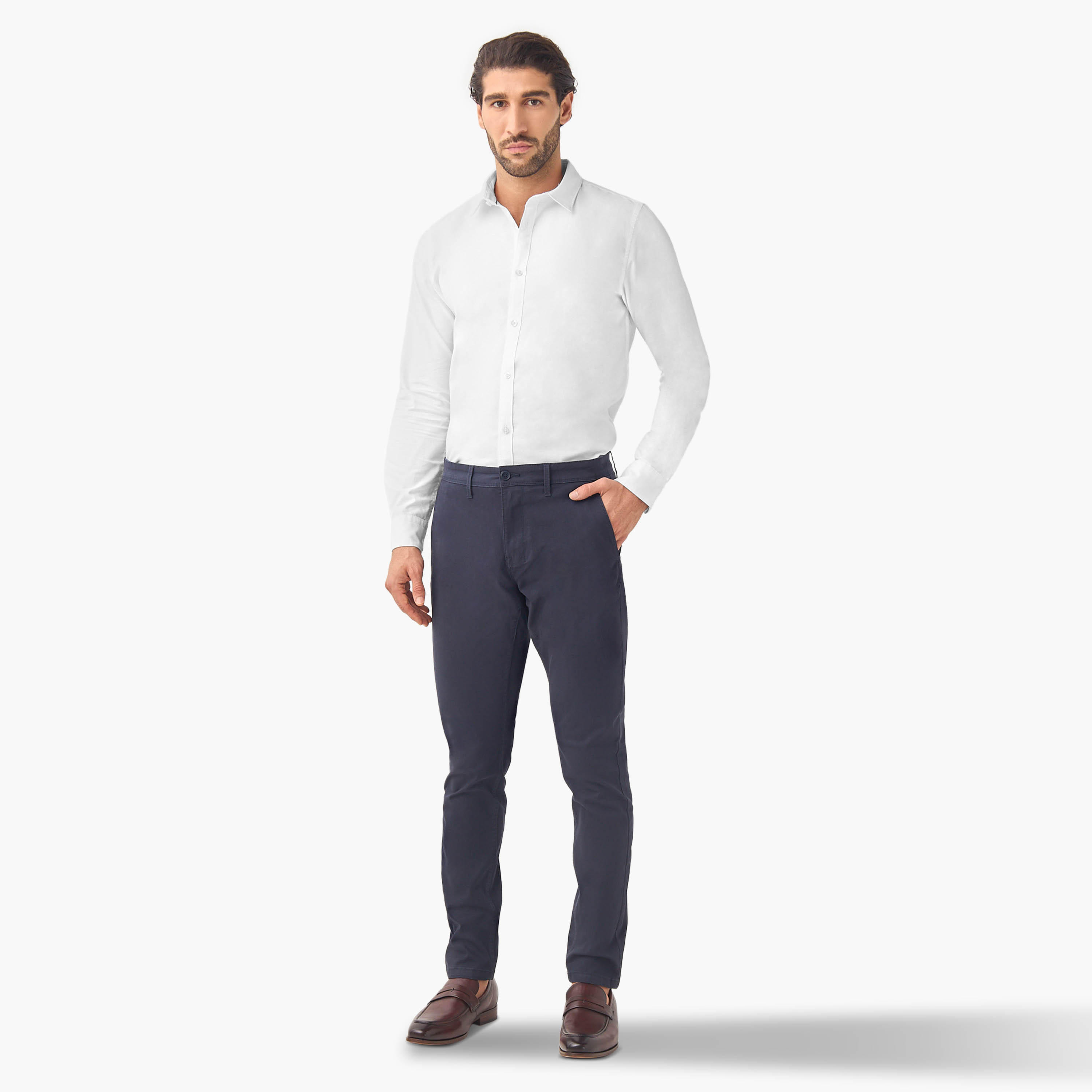 Set of 2 - Regular Fit Oxford Shirt with Collar and Long Sleeves-men-clothing-shirts-image-9
