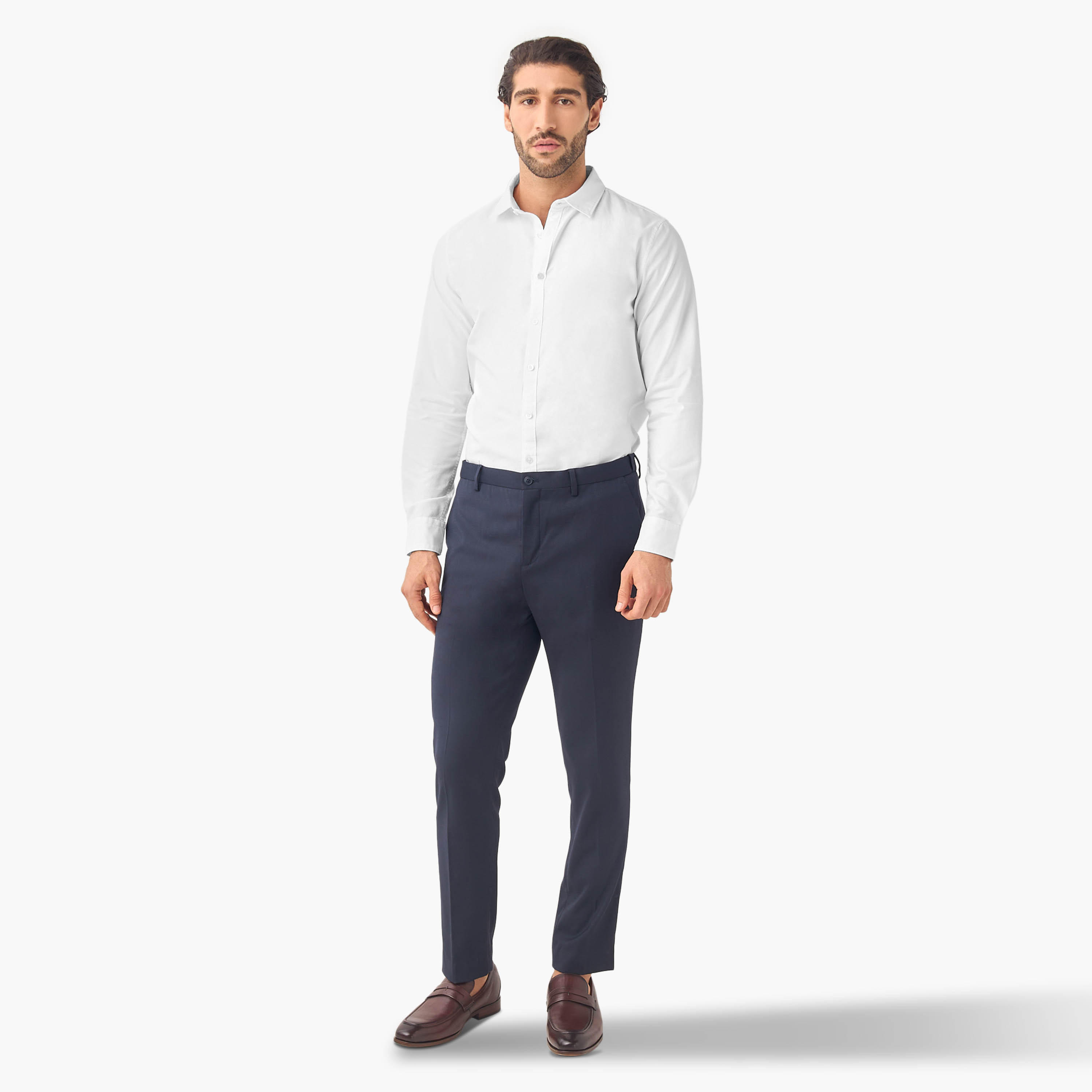 Set of 2 - Regular Fit Oxford Shirt with Collar and Long Sleeves-men-clothing-shirts-image-9