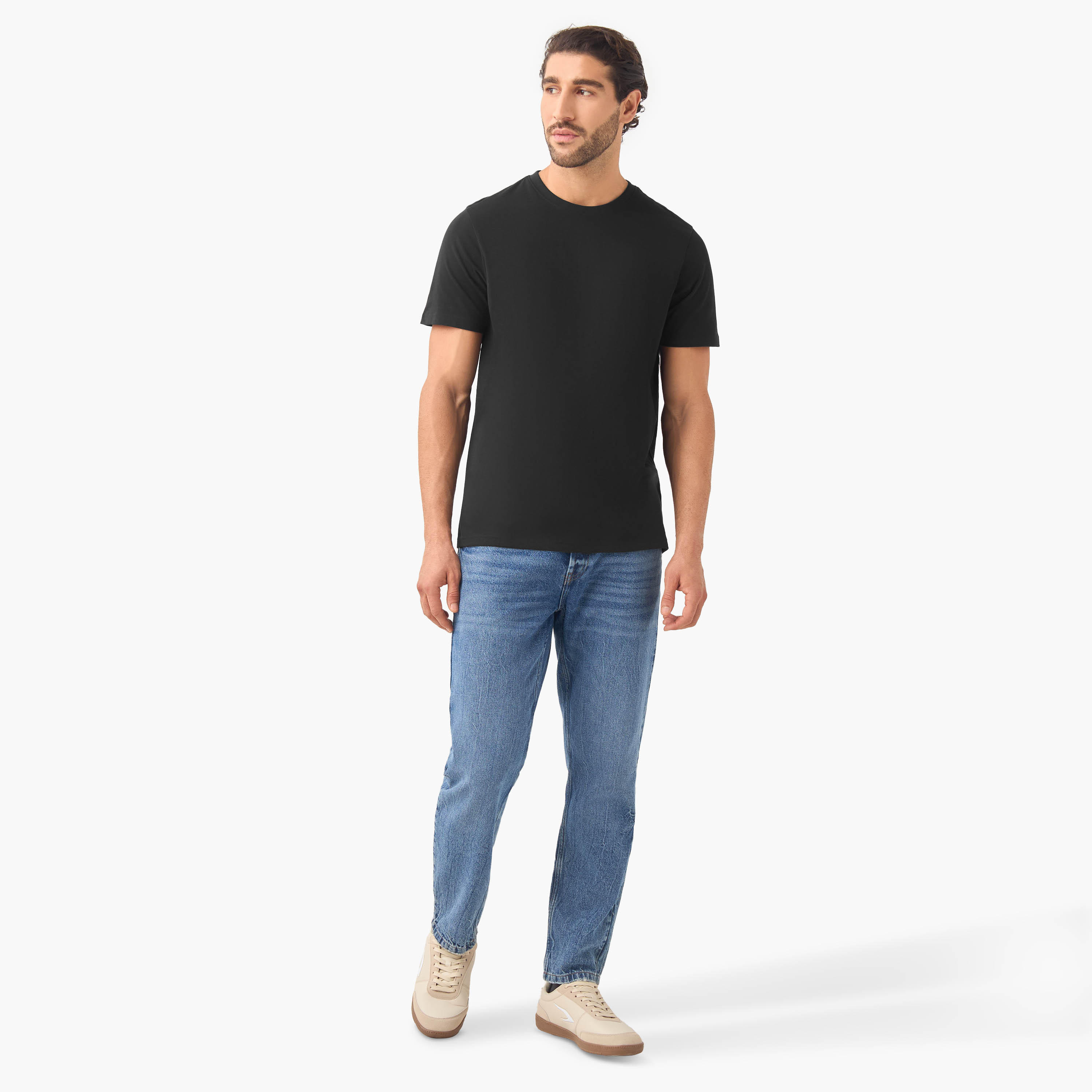 تيشيرت بقصة عادية وياقة ضيقة - طقم من 2-men-clothing-tshirtsandpolos-tshirts-image-2