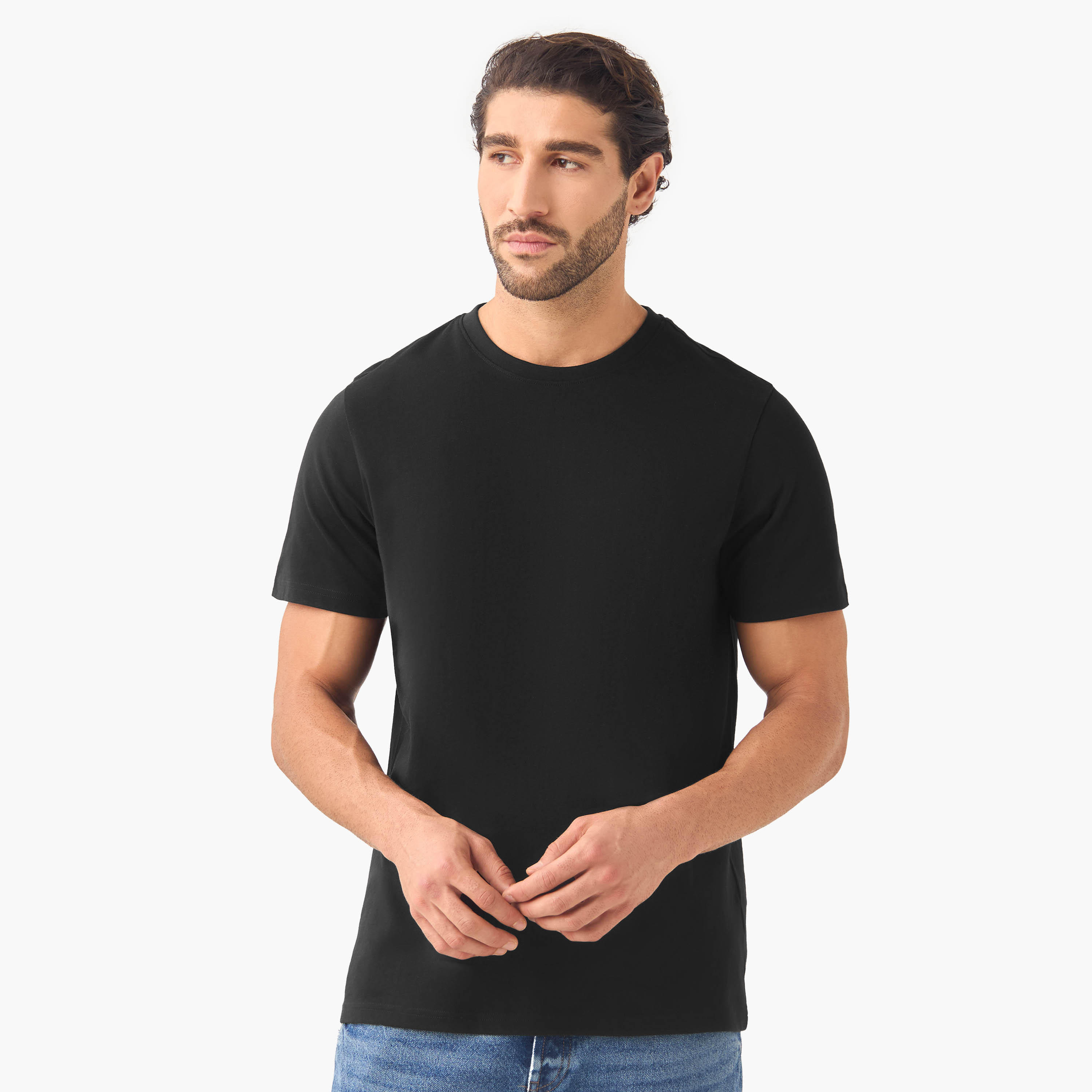 تيشيرت بقصة عادية وياقة ضيقة - طقم من 2-men-clothing-tshirtsandpolos-tshirts-image-3