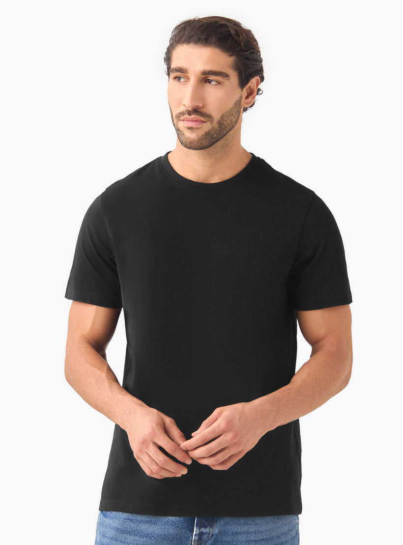 تيشيرت بقصة عادية وياقة ضيقة - طقم من 2-men-clothing-tshirtsandpolos-tshirts-image-3