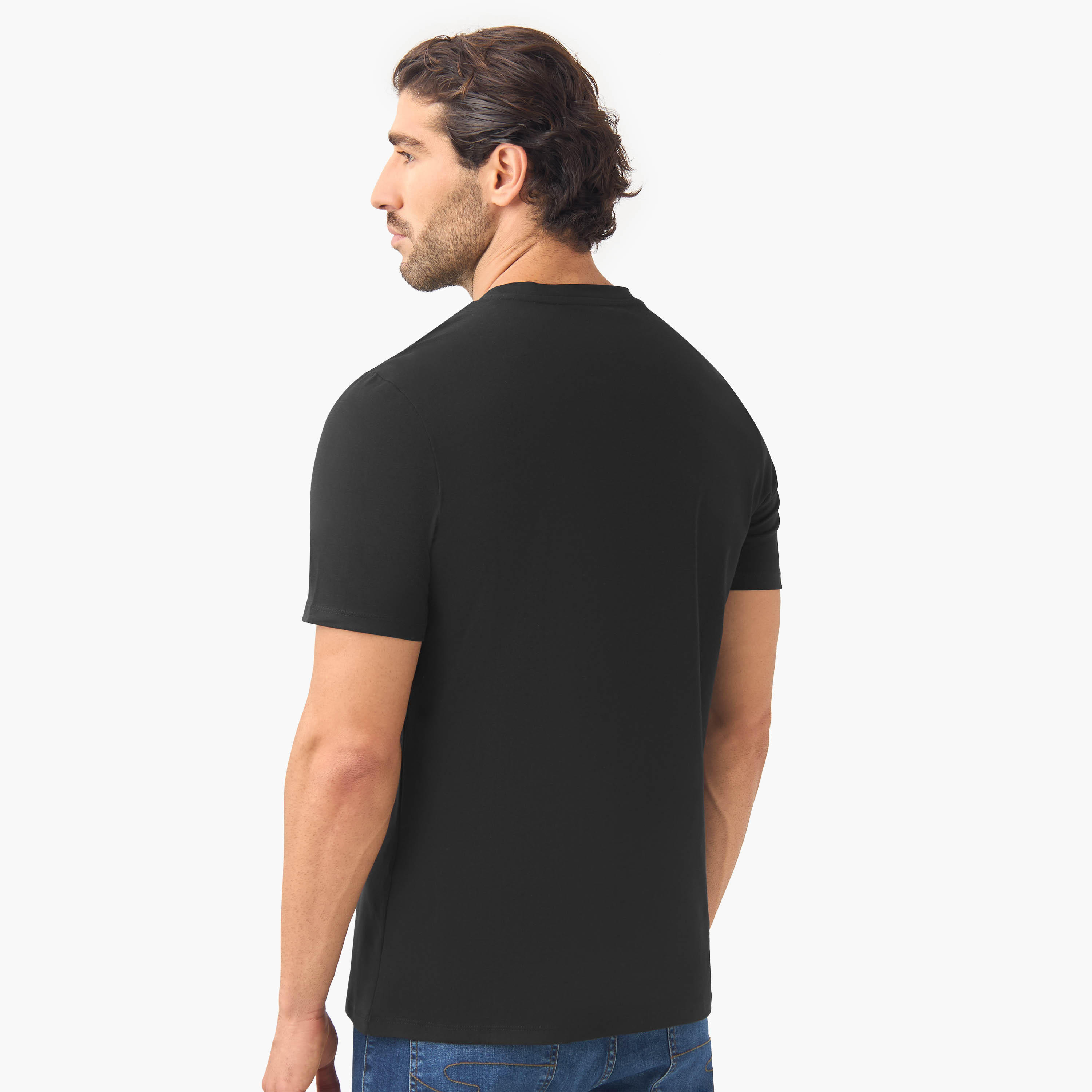 تيشيرت بقصة سليم وياقة ضيقة وأكمام قصيرة - طقم من 2-men-clothing-tshirtsandpolos-tshirts-image-3