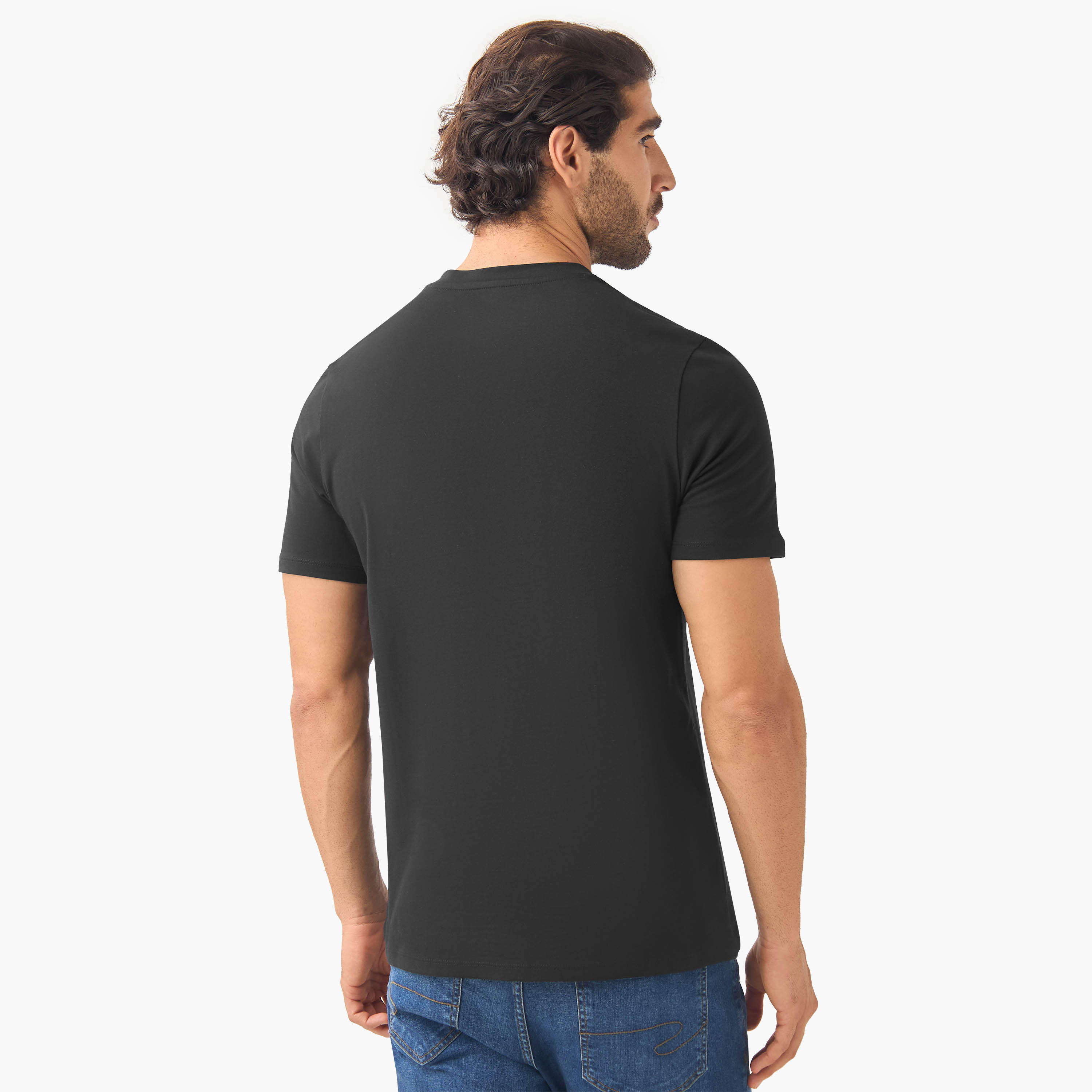 تيشيرت بقصة سليم وياقة ضيقة وأكمام قصيرة - طقم من 2-men-clothing-tshirtsandpolos-tshirts-image-5