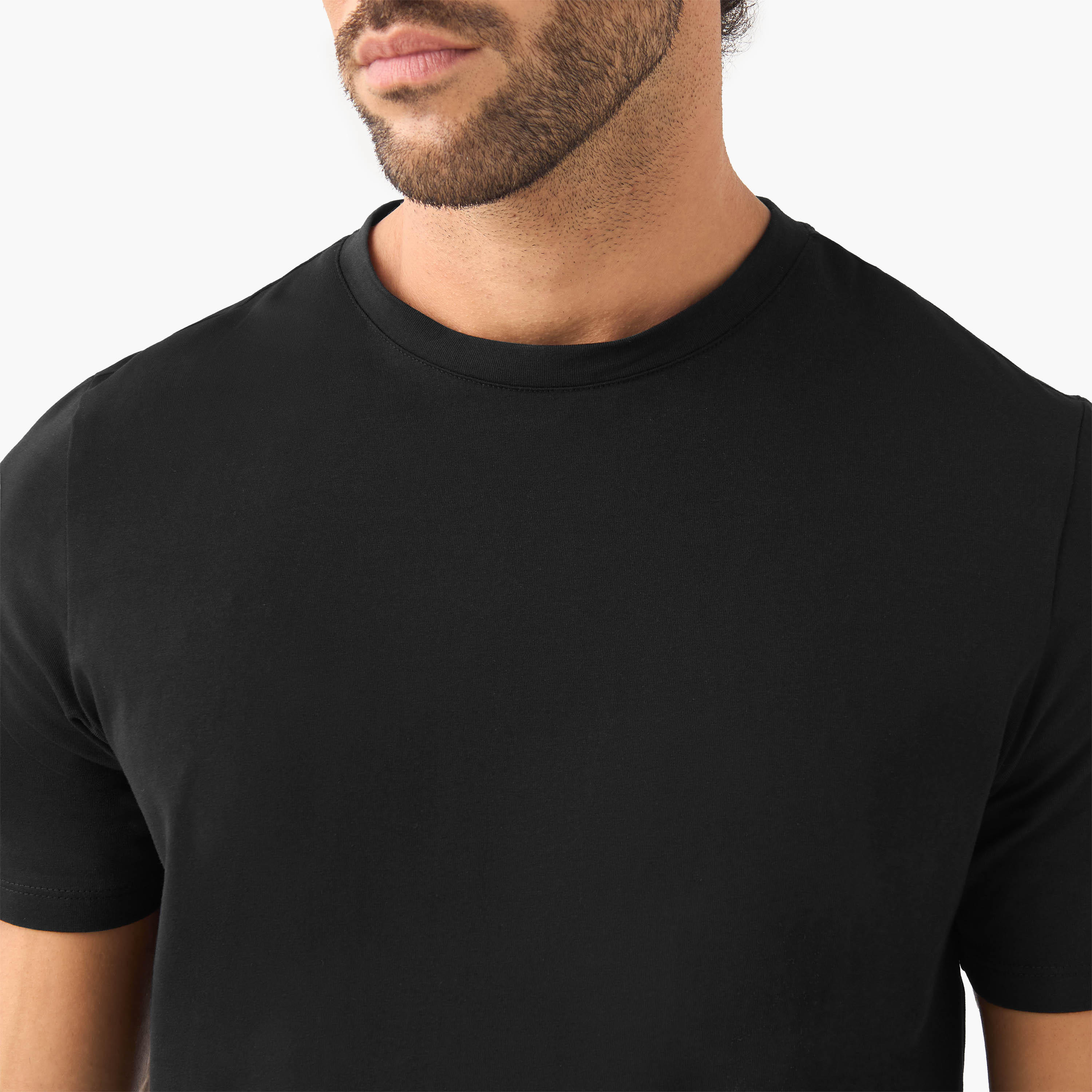 تيشيرت بقصة سليم وياقة ضيقة وأكمام قصيرة - طقم من 2-men-clothing-tshirtsandpolos-tshirts-image-6