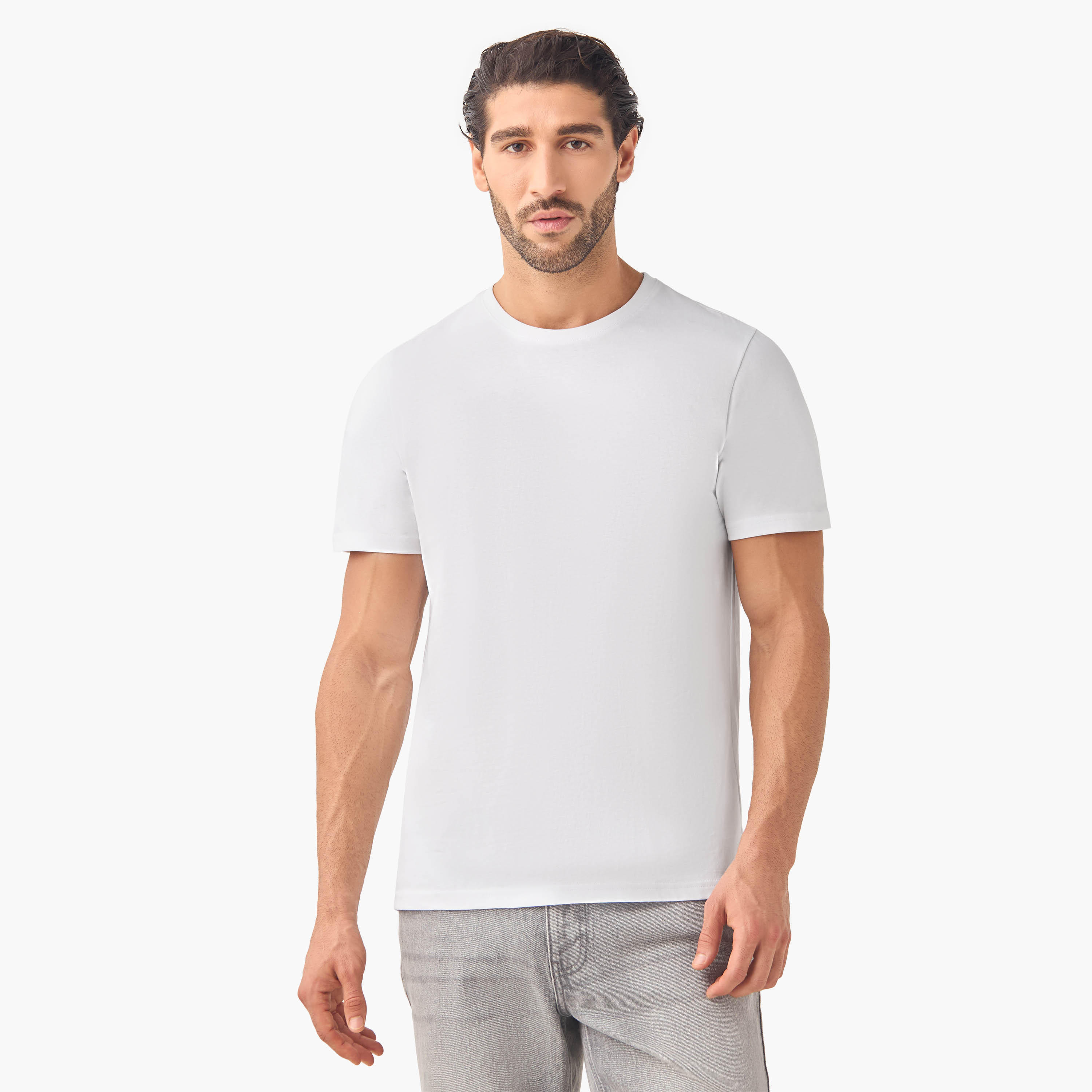 تيشيرت بقصة سليم وياقة ضيقة - طقم من 2-men-clothing-tshirtsandpolos-tshirts-image-2