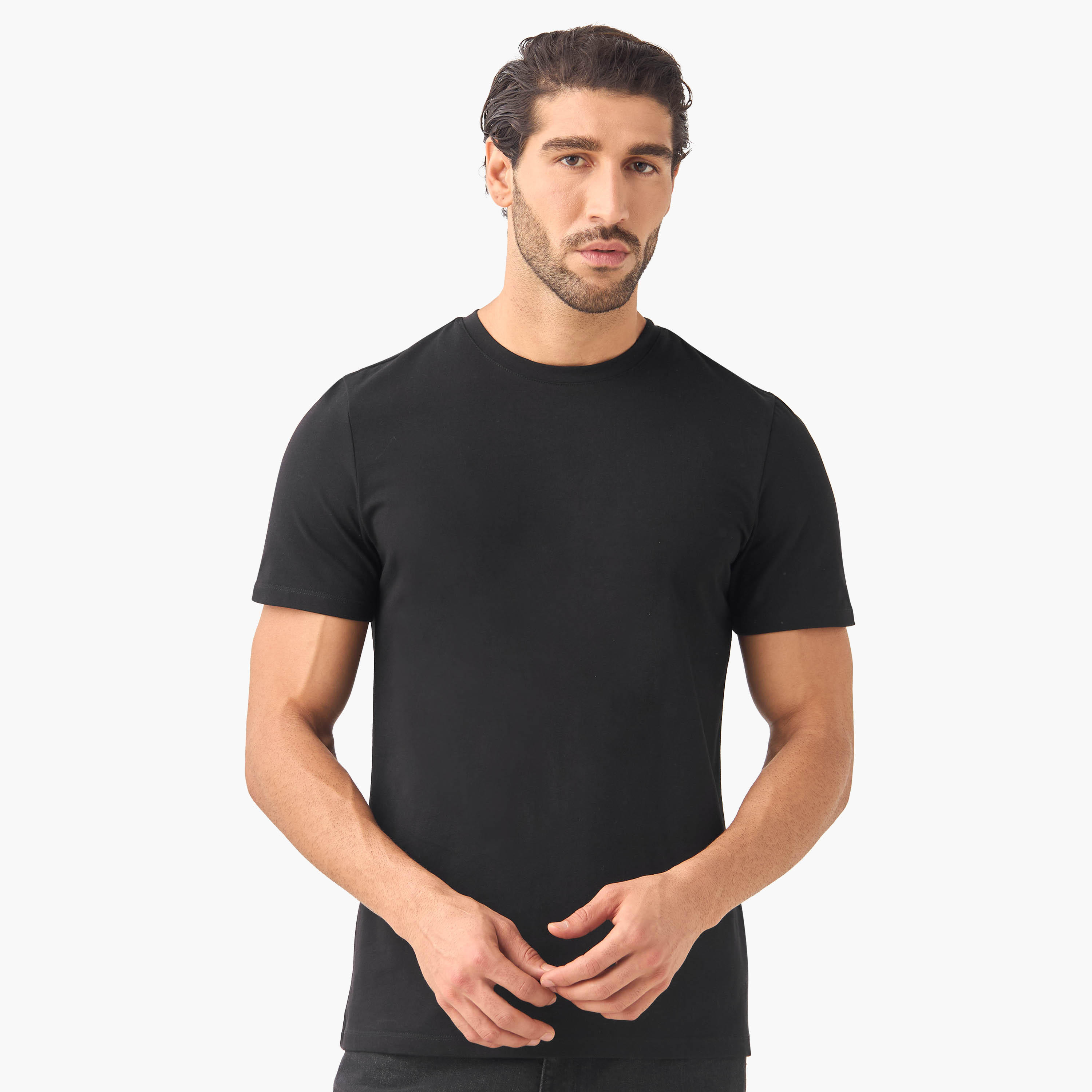 تيشيرت بقصة سليم وياقة ضيقة - طقم من 2-men-clothing-tshirtsandpolos-tshirts-image-7