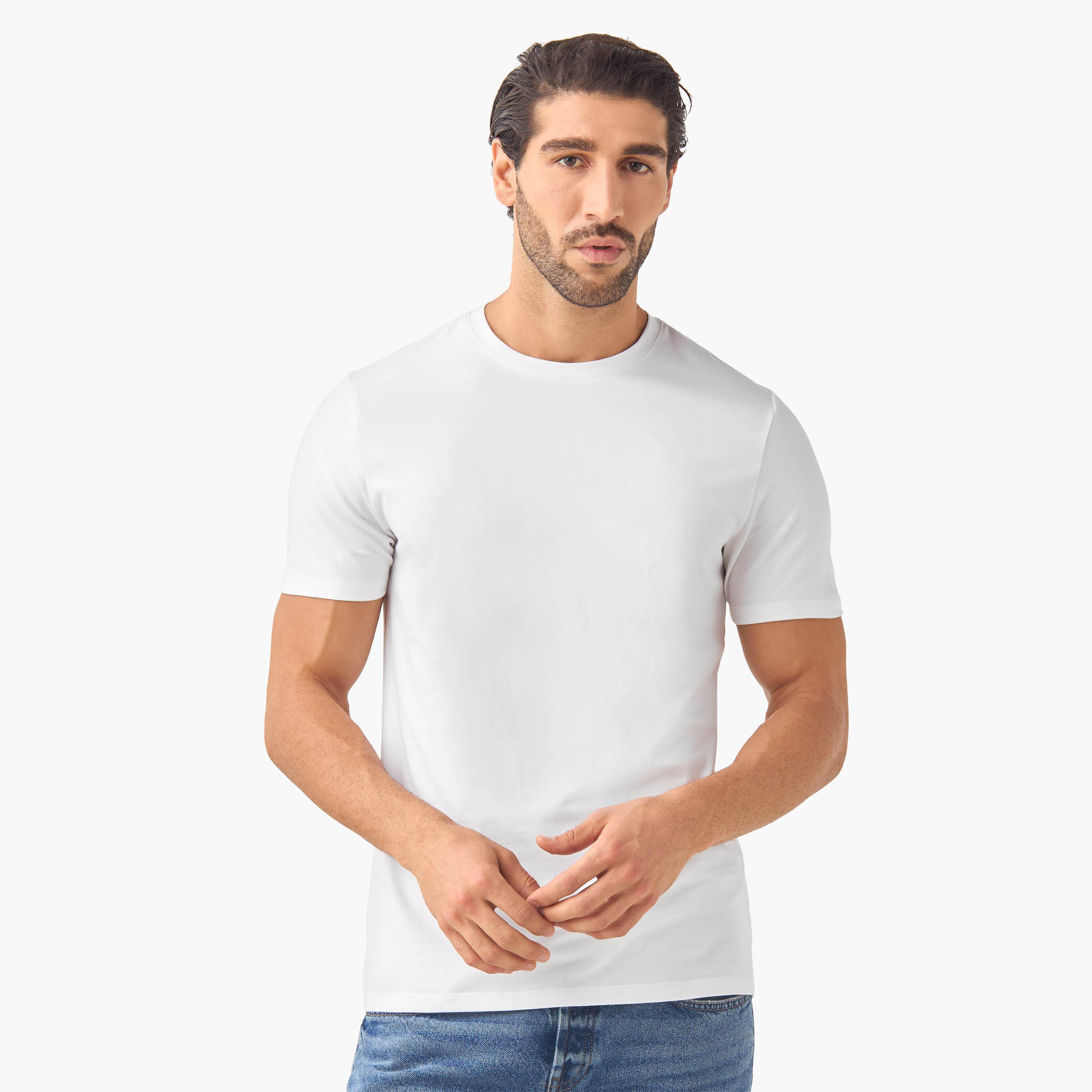 تيشيرت بقصة سليم وياقة ضيقة - طقم من 3-men-clothing-tshirtsandpolos-tshirts-image-4