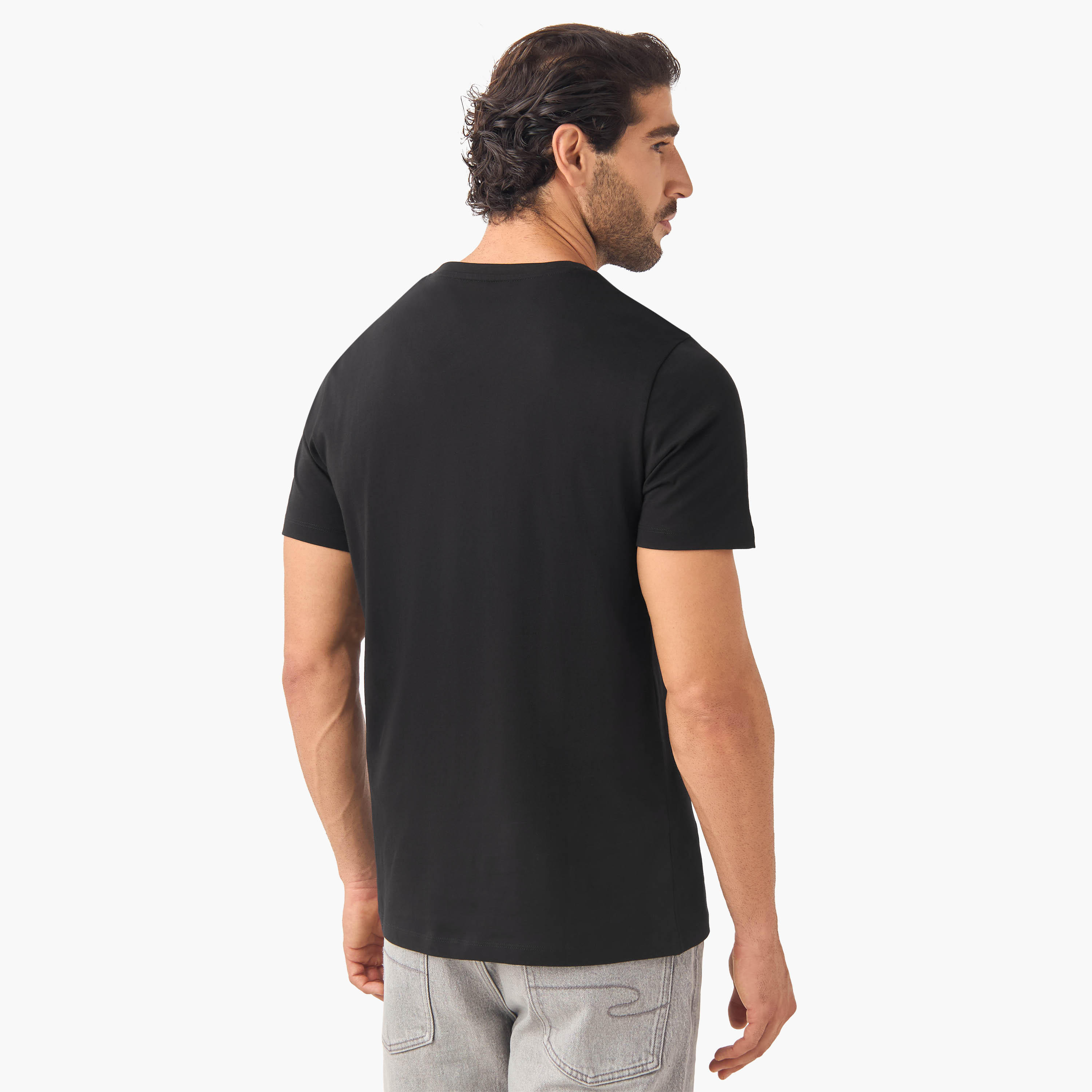 تيشيرت بقصة سليم وياقة V وأكمام قصيرة - طقم من 2-men-clothing-tshirtsandpolos-tshirts-image-5