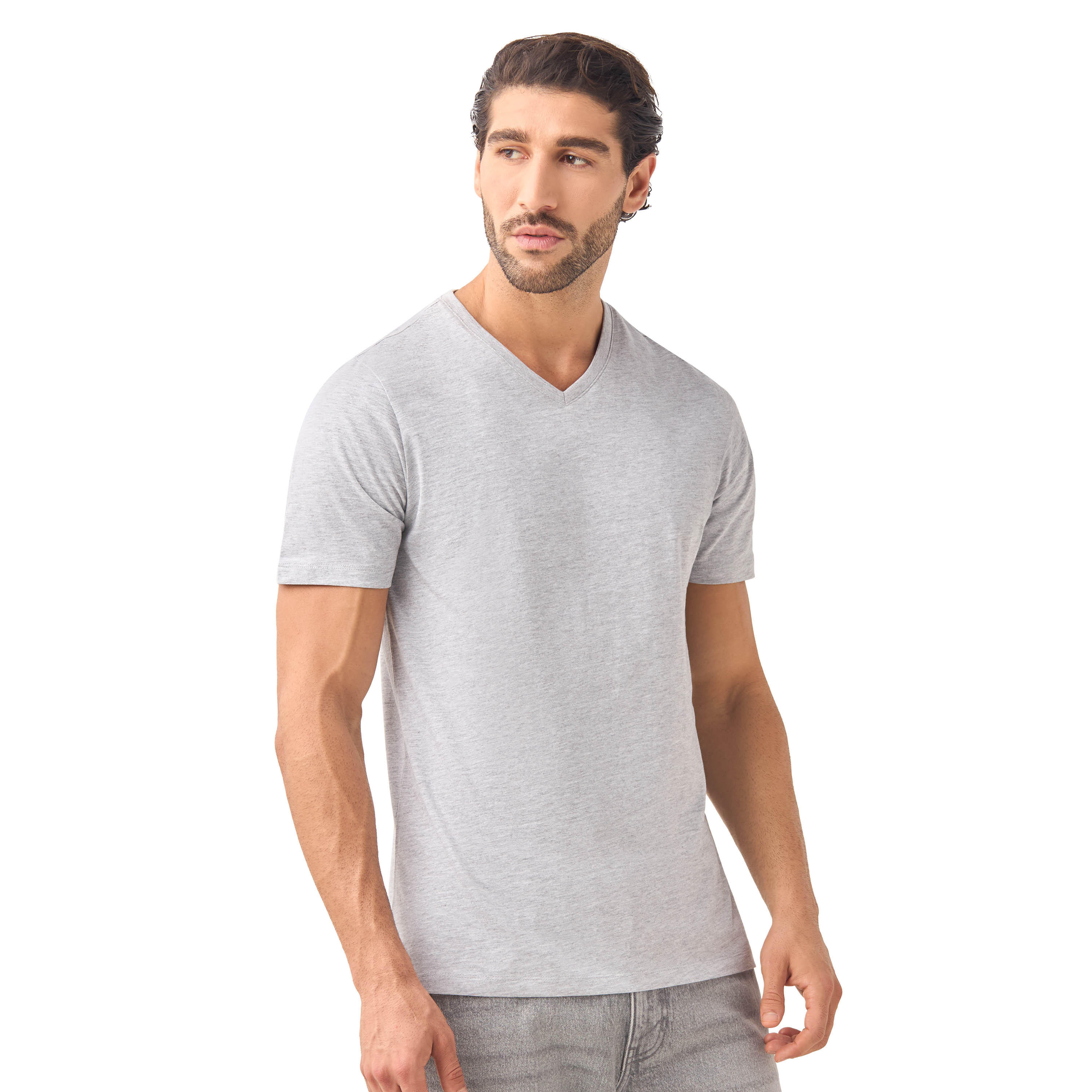 Set of 3 - Slim Fit V-neck T-shirt with Short Sleeves-men-clothing-tshirtsandpolos-tshirts-image-2