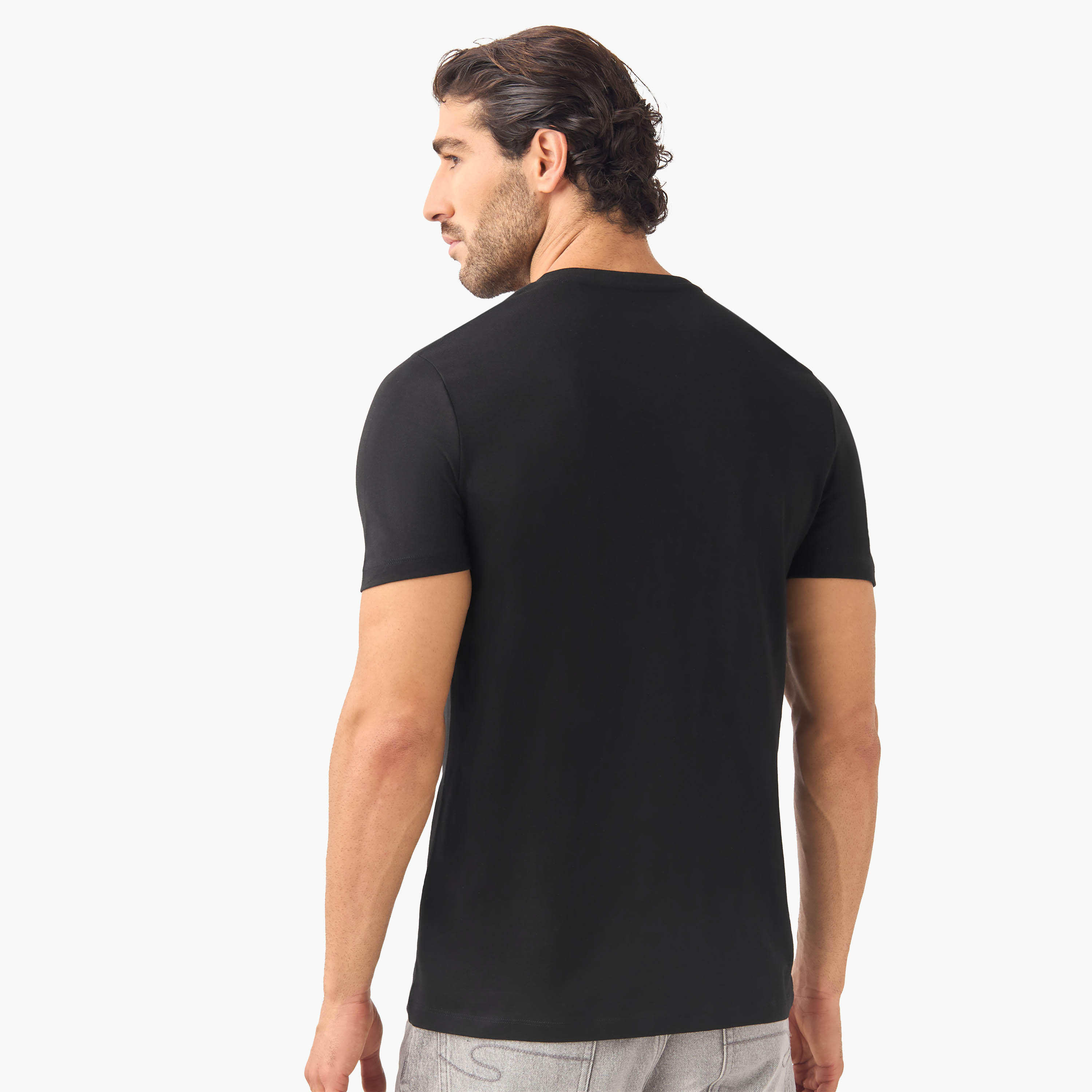 Set of 3 - Slim Fit V-neck T-shirt with Short Sleeves-men-clothing-tshirtsandpolos-tshirts-image-5