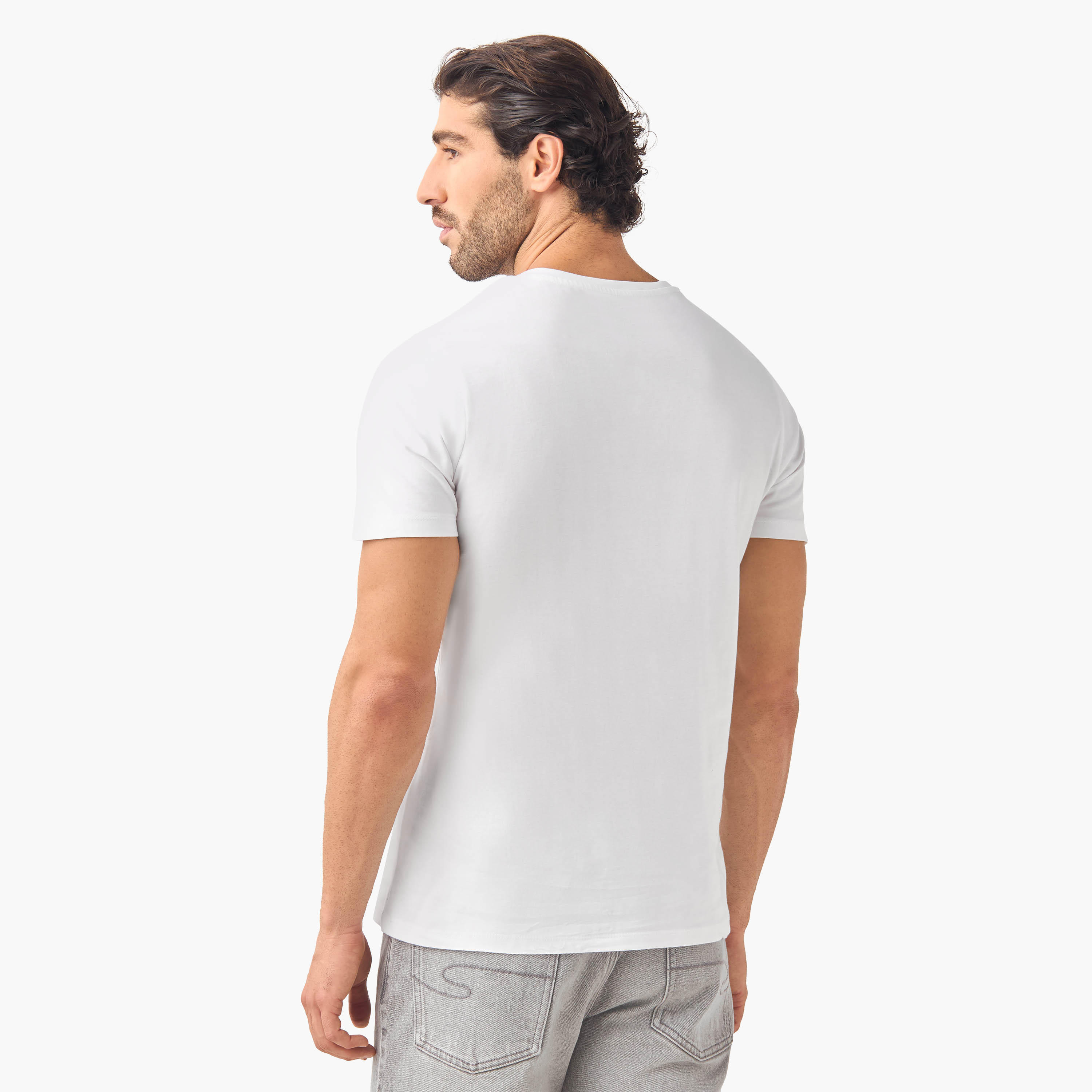 Set of 3 - Slim Fit V-neck T-shirt with Short Sleeves-men-clothing-tshirtsandpolos-tshirts-image-7