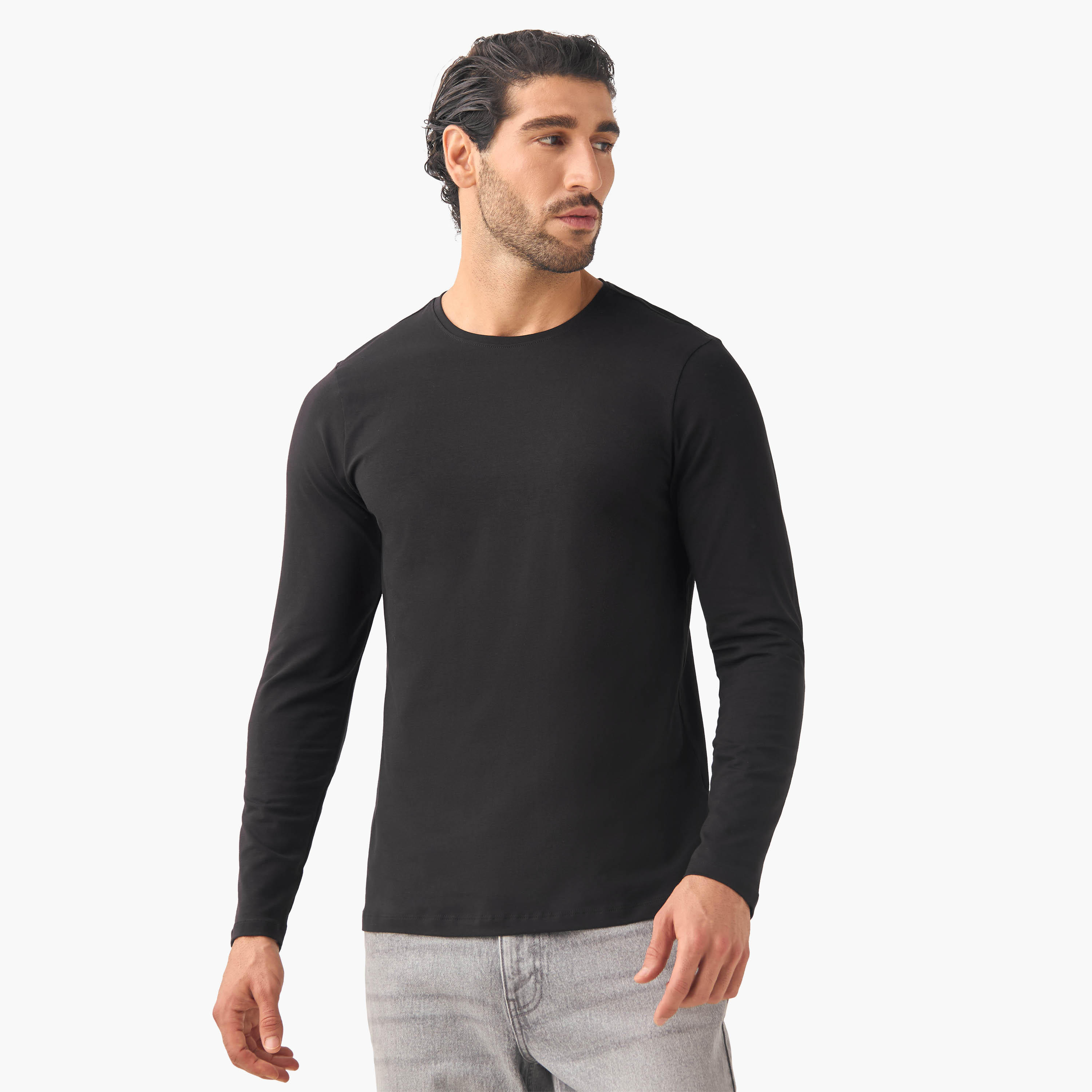 تيشيرتات بياقة ضيقة وقصة سليم - طقم من قطعتين-men-clothing-tshirtsandpolos-tshirts-image-2