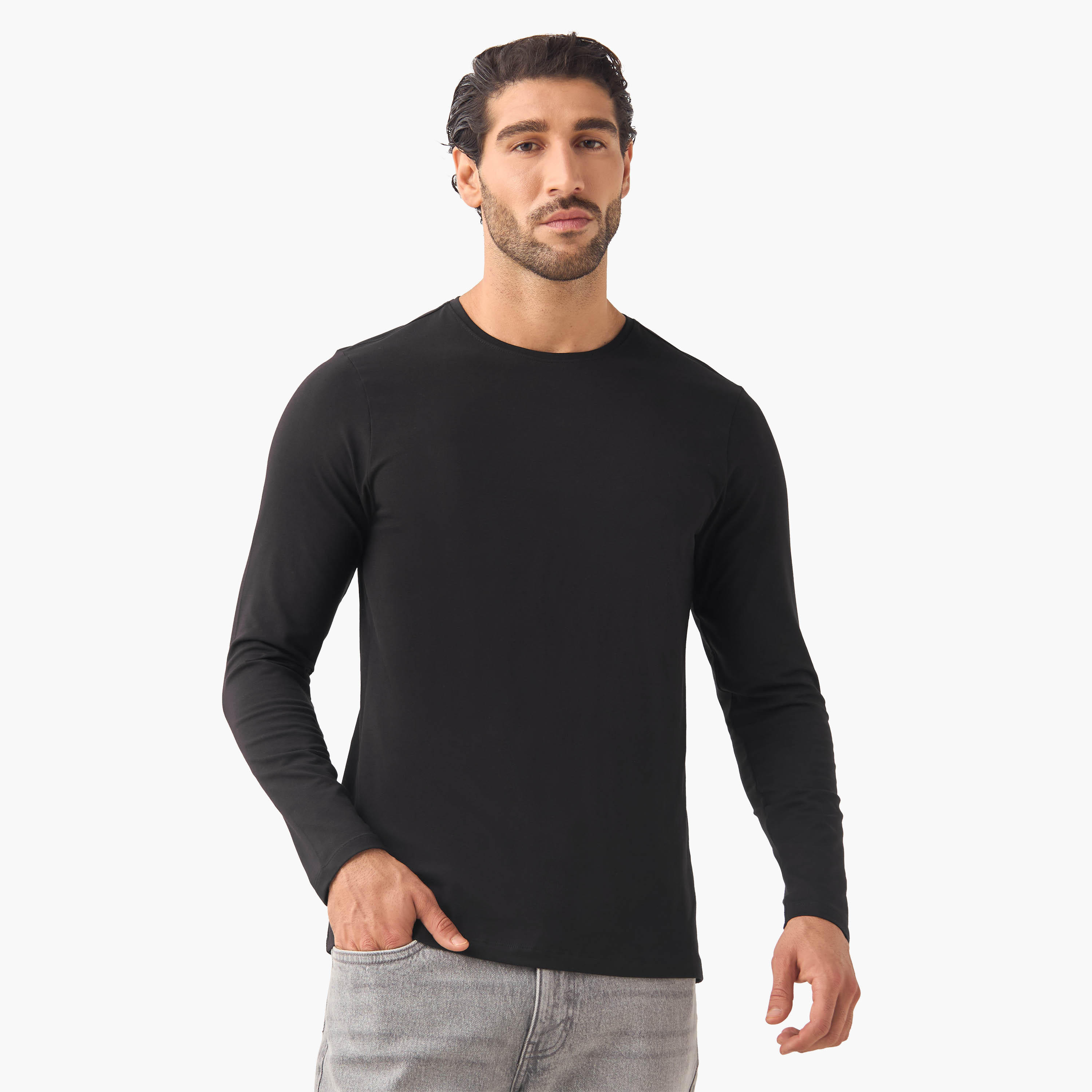 تيشيرتات بياقة ضيقة وقصة سليم - طقم من قطعتين-men-clothing-tshirtsandpolos-tshirts-image-4