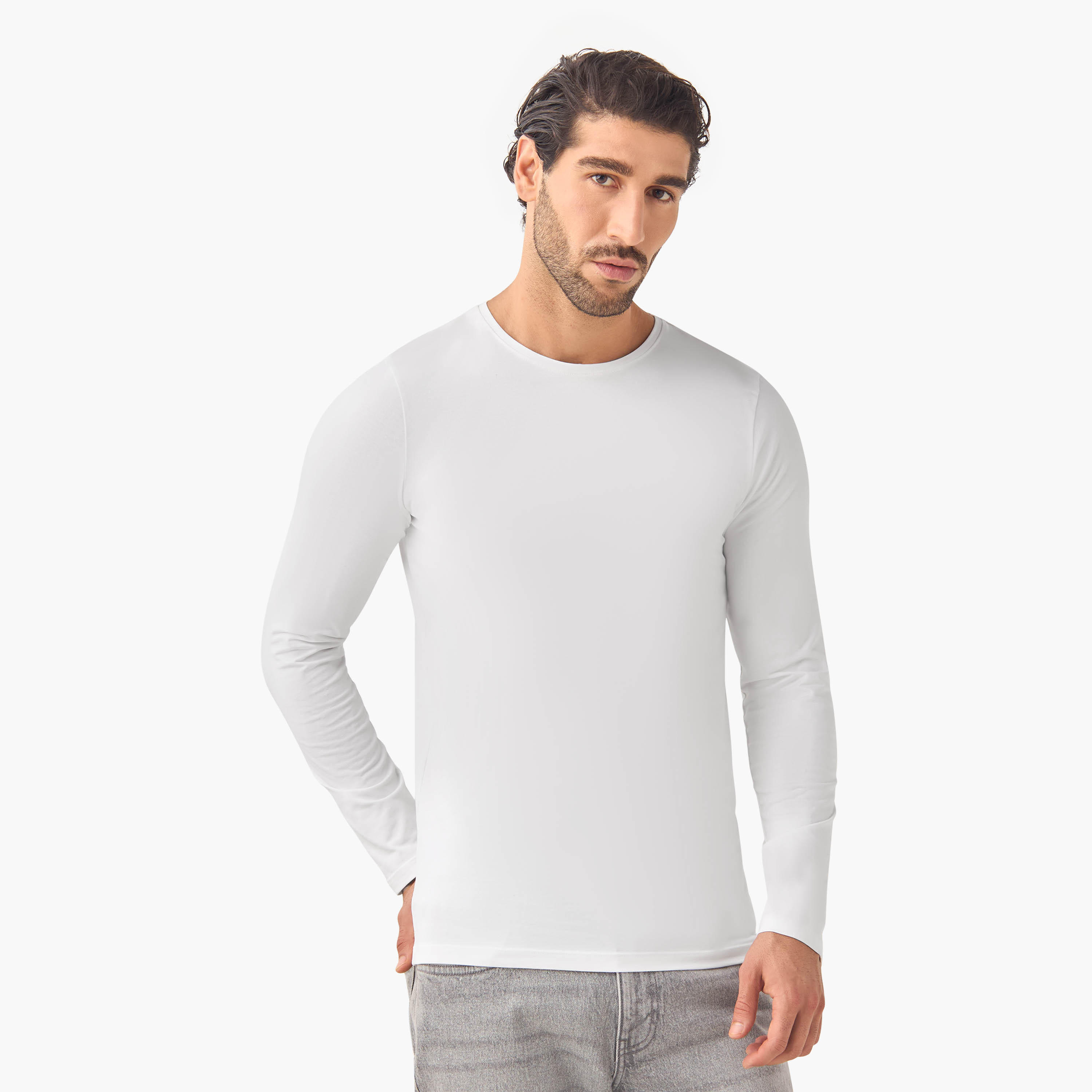 تيشيرت بقصة سليم وياقة ضيقة - طقم من 2-men-clothing-tshirtsandpolos-tshirts-image-2