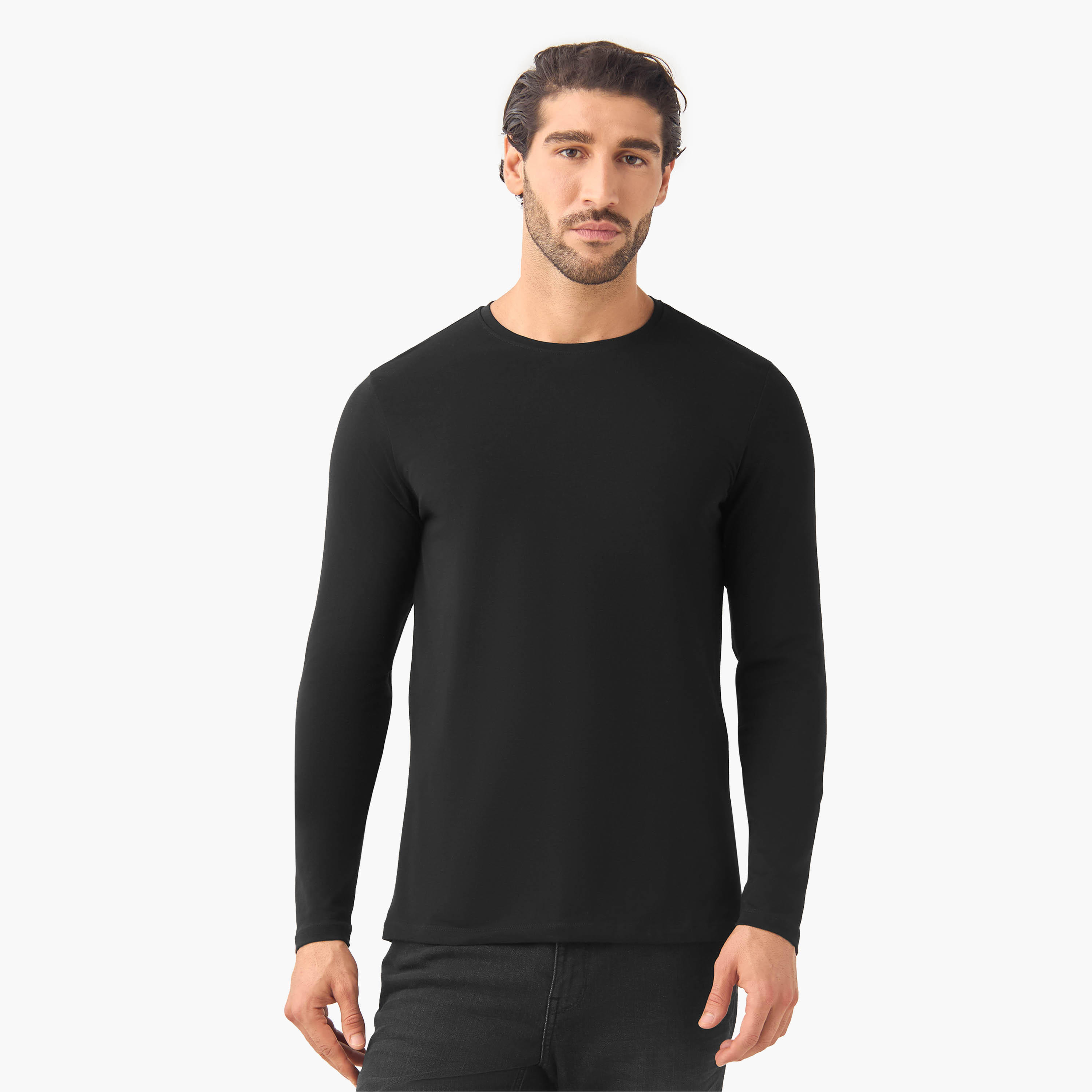 تيشيرت بقصة سليم وياقة ضيقة - طقم ن 3-men-clothing-tshirtsandpolos-tshirts-image-6