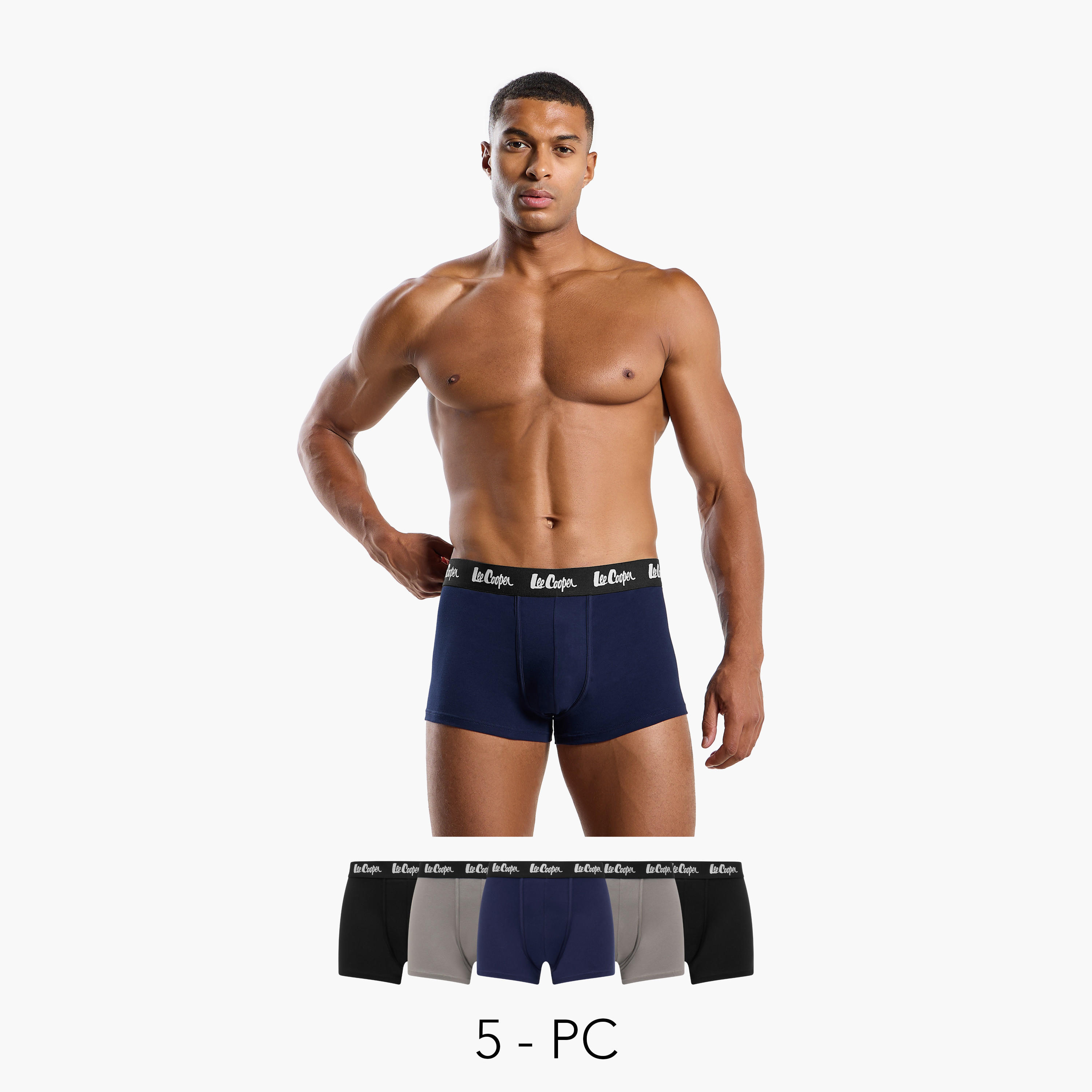 Set of 5 - Lee Cooper Trunk Briefs with Elasticated Waistband-men-clothing-innerwear-underwear-image-1