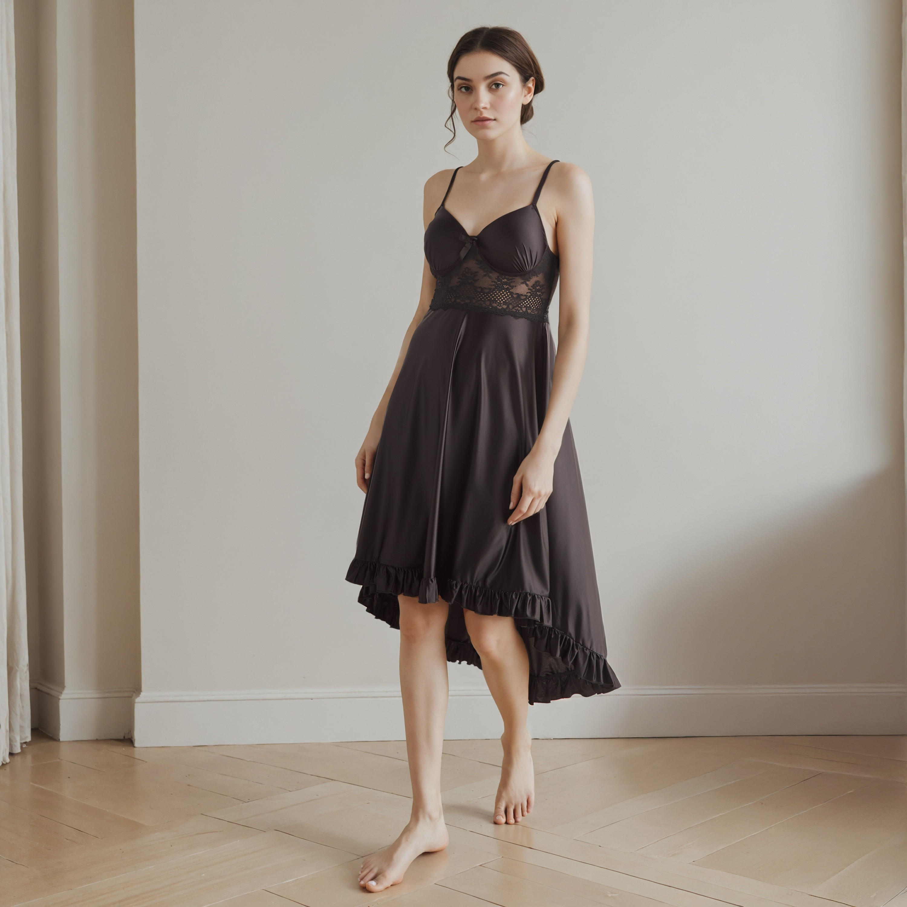 ثوب نوم دانتيل للعروس بحواف غير متماثلة مع روب-women-clothing-nightwear-robes-image-2