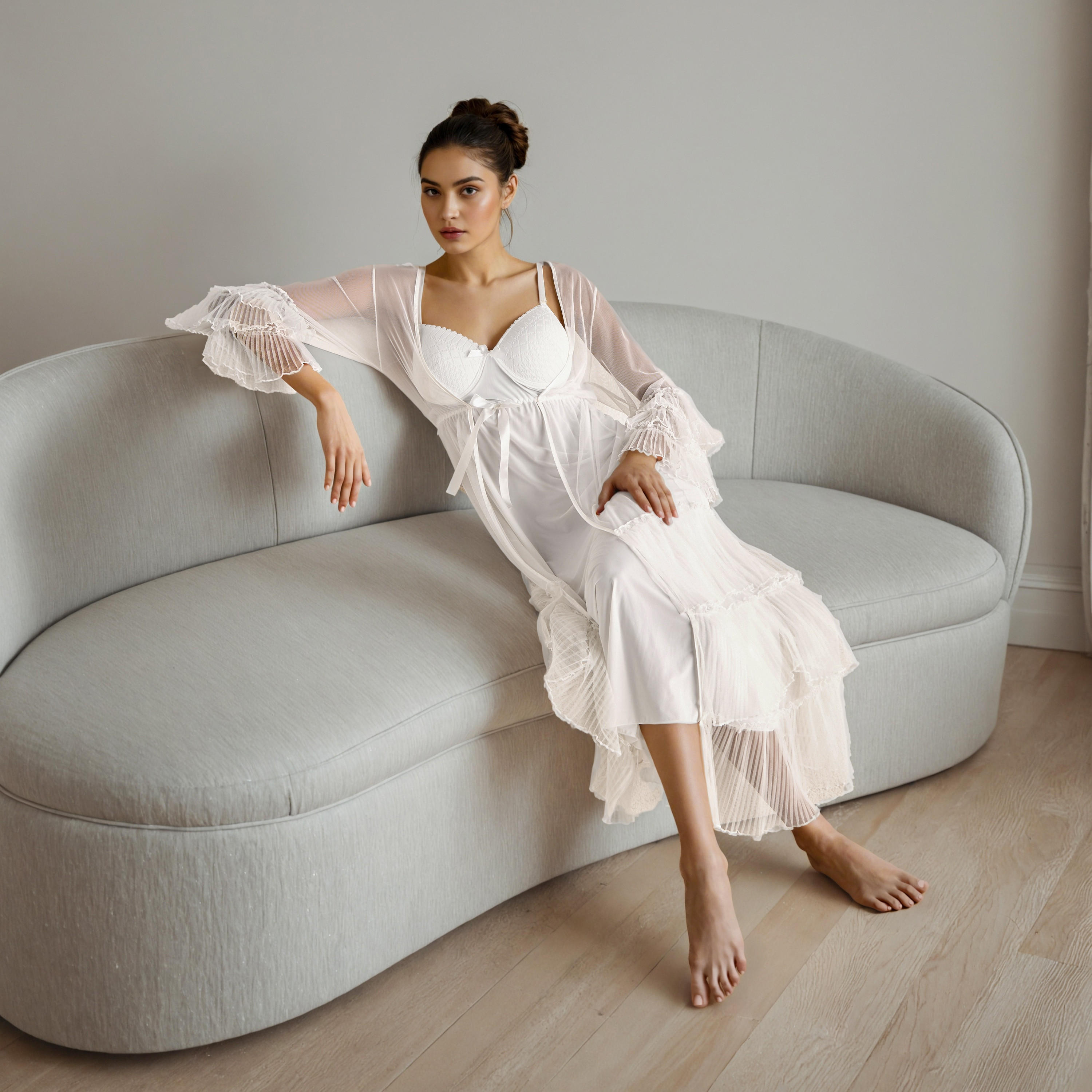 قميص نوم دانتيل للعرائس مع روب-women-clothing-nightwear-robes-image-1