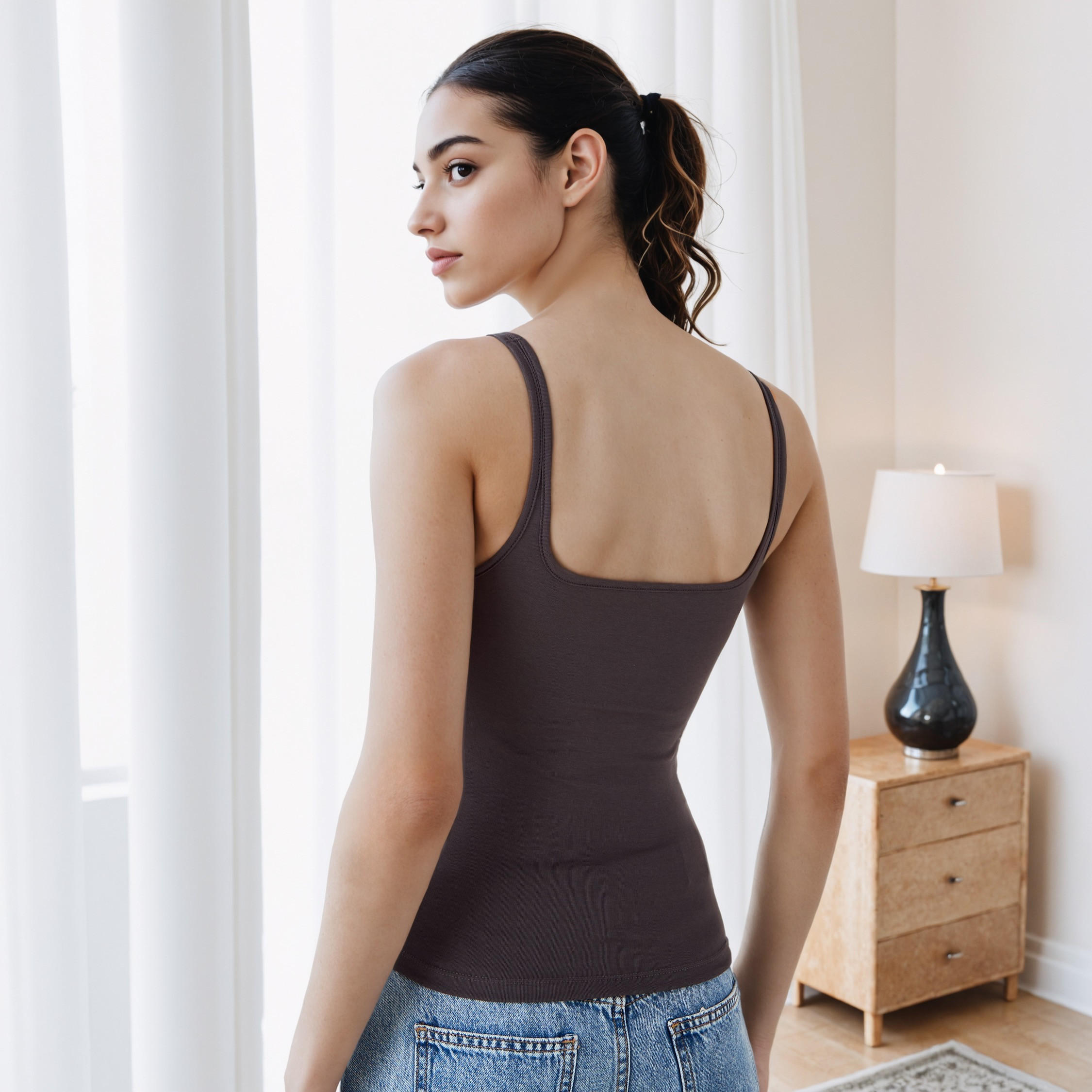 Plain Square Neck Tank Top-women-clothing-tshirts-image-3