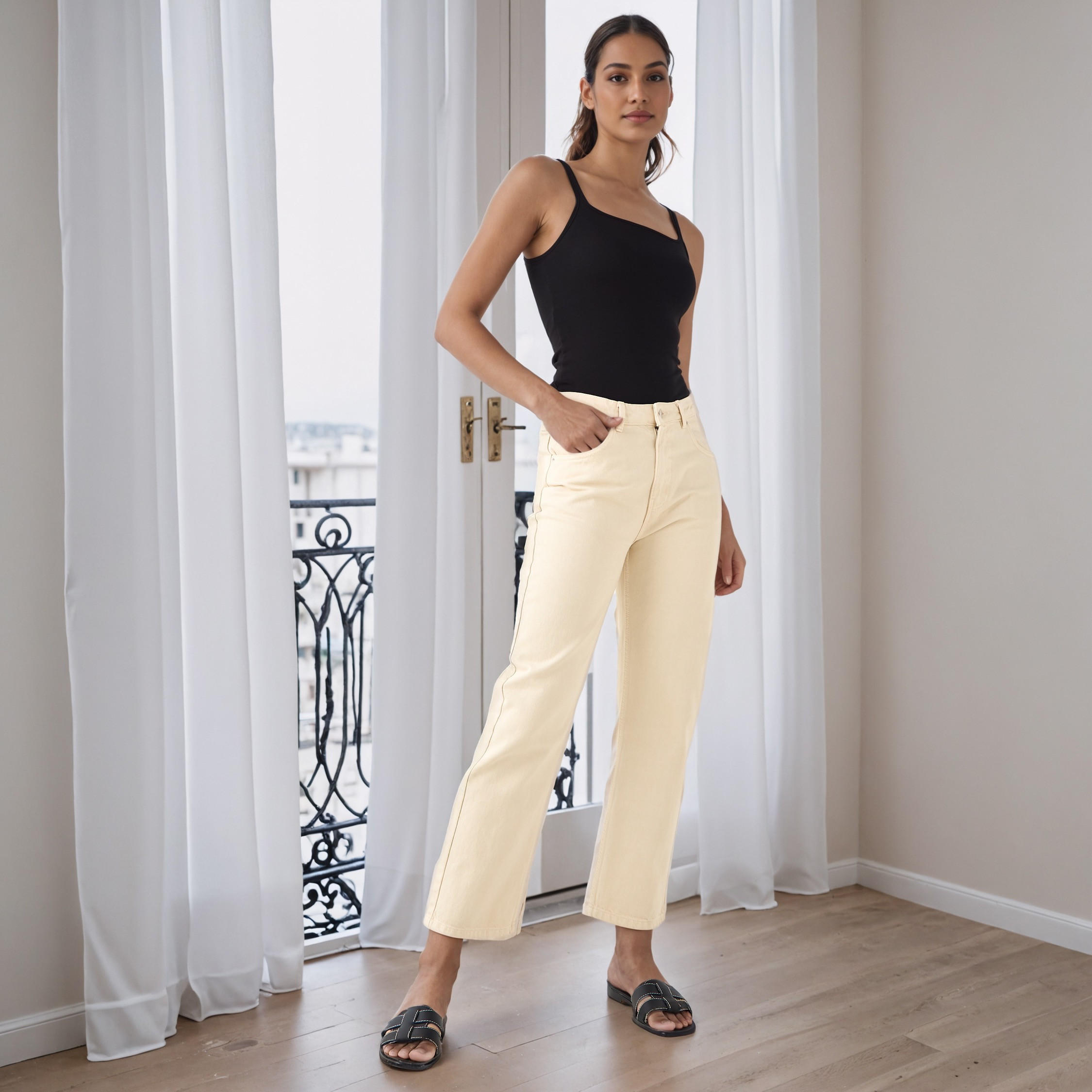 بلوزة تانك سادة بياقة مربعة-women-clothing-tshirts-image-4