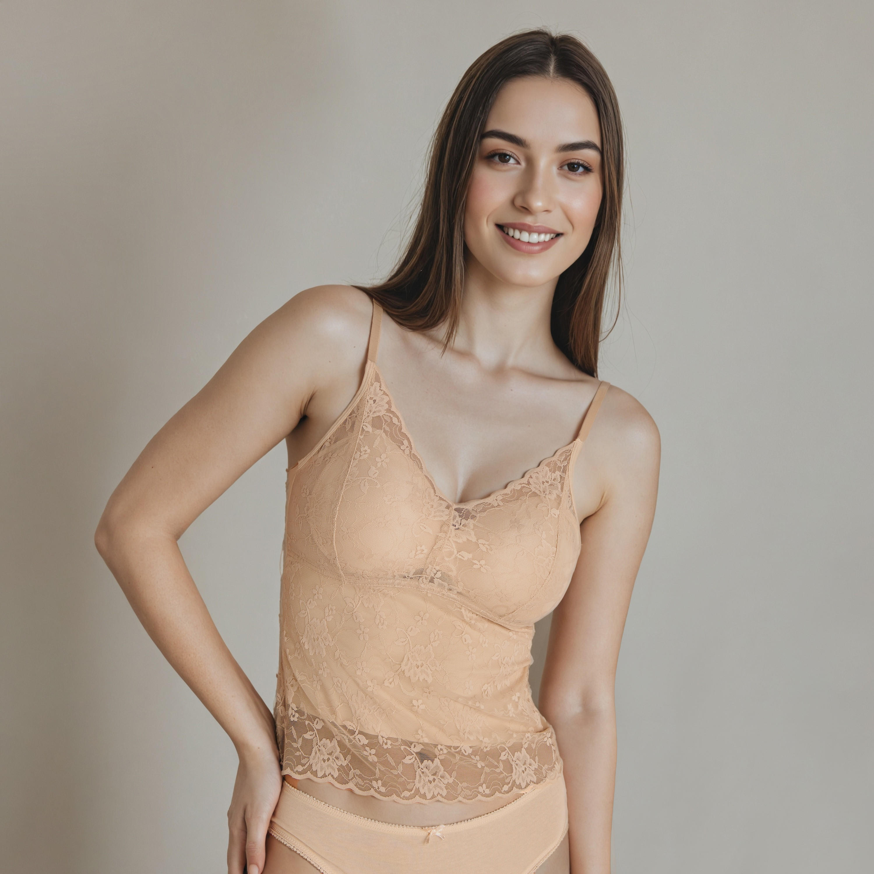 قميص داخلي دانتيل زهري بياقة V-women-clothing-lingerie-camisoles-image-5