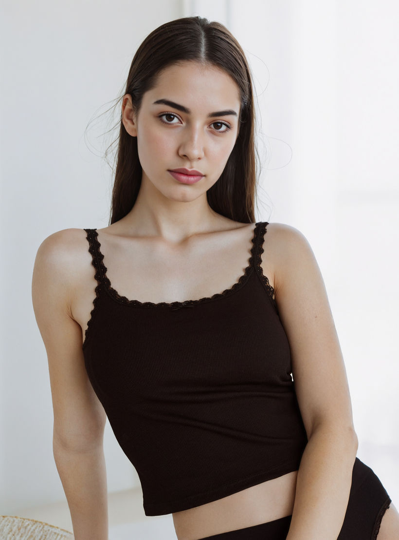 Ribbed Camisole with Lace Inserts-women-clothing-lingerie-camisoles-image-1