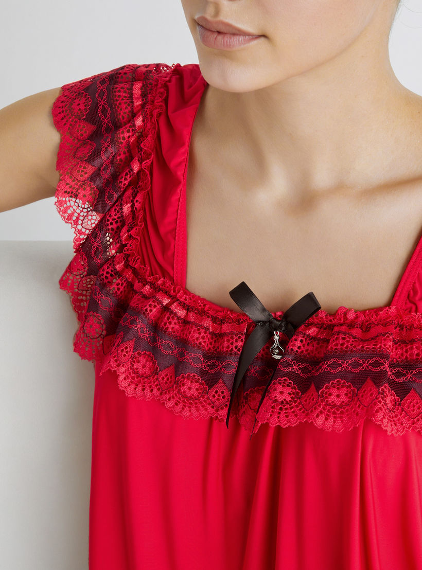 فستان نوم للعروس بحواف دانتيل مع سروال داخلي ثونج-women-clothing-nightwear-robes-image-4